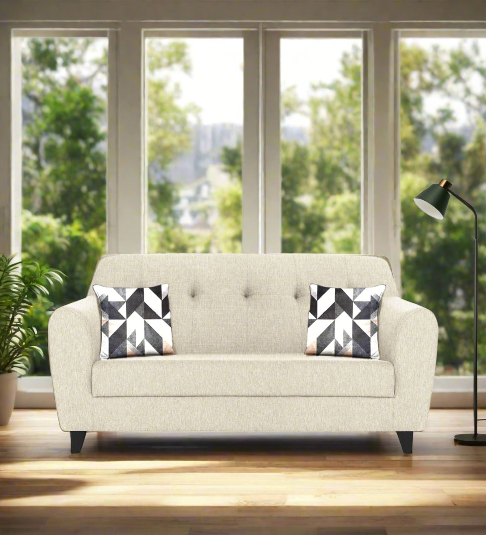 Melaan Fabric 2 Seater Sofa In Ivory cream Colour