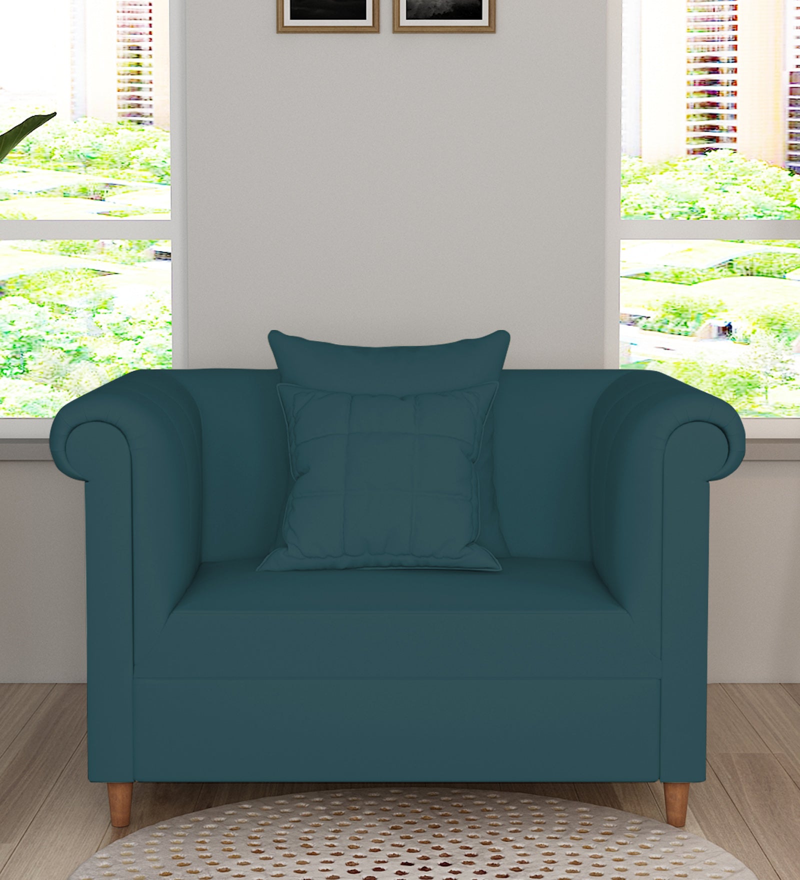 Rubi Velvet 1 Seater Sofa In Arabian Green Colour - Febonic Living