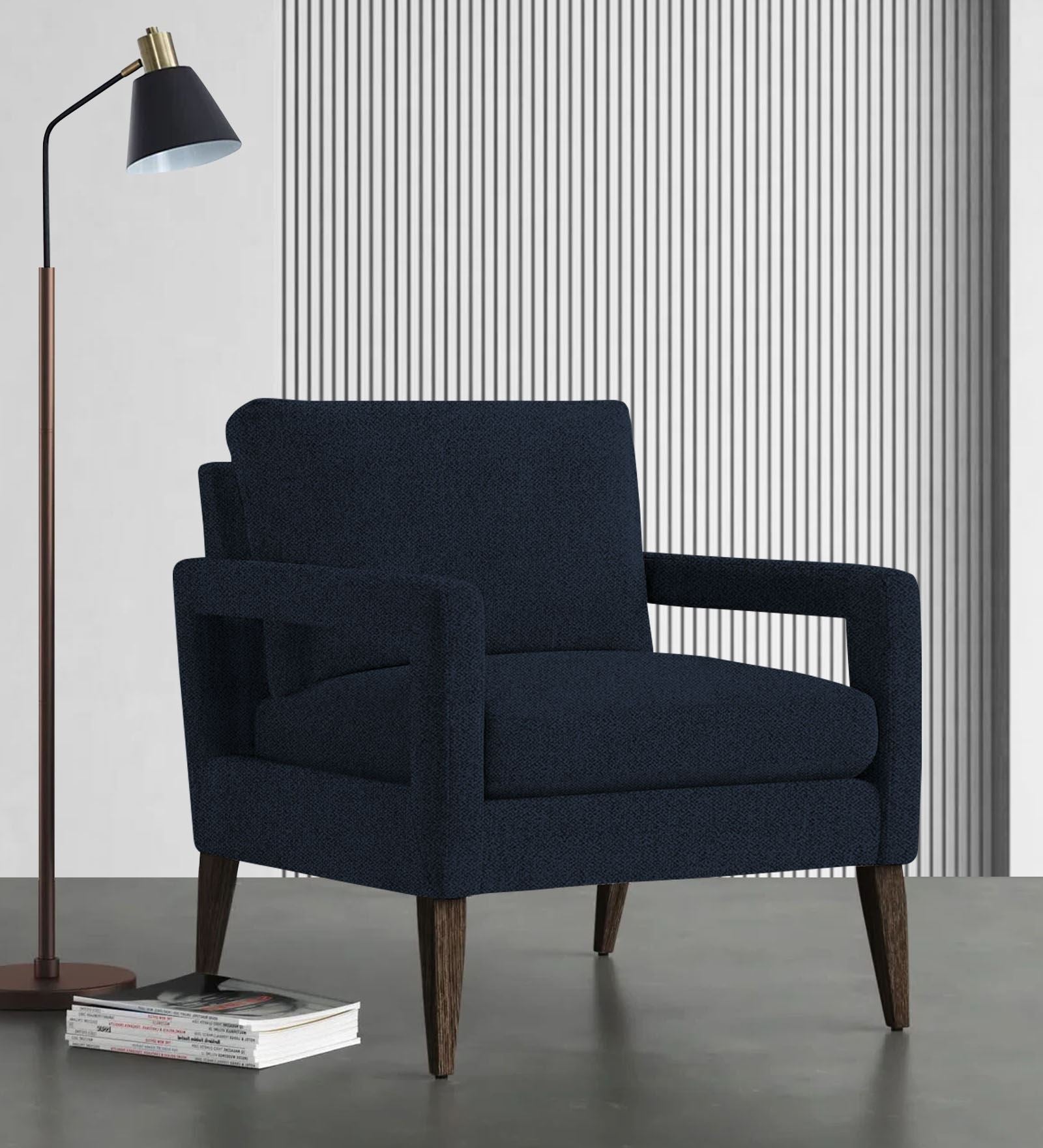 Olsen Fabric Arm Chair In Denim Blue Colour - Febonic Living