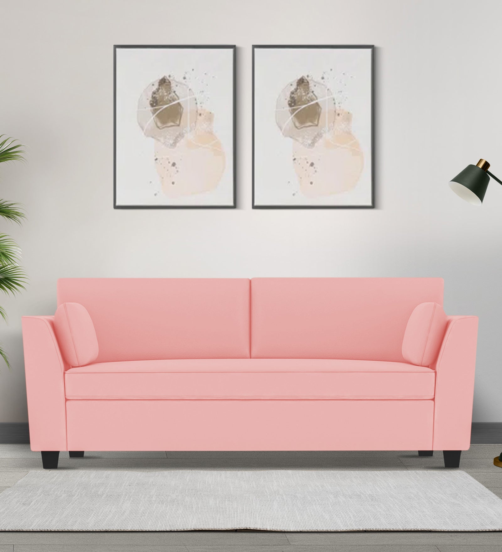 Bristo Velvet 3 Seater Sofa In millennial pink Colour With Storage - Febonic Living