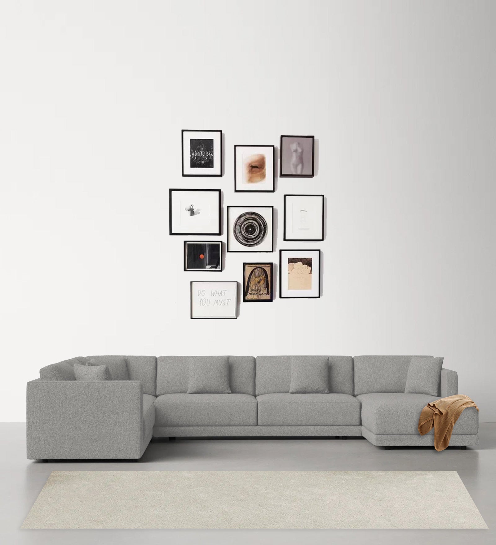 Carlin Fabric LHS 8 Seater Sectional Sofa In Lit Grey Colour - Febonic Living