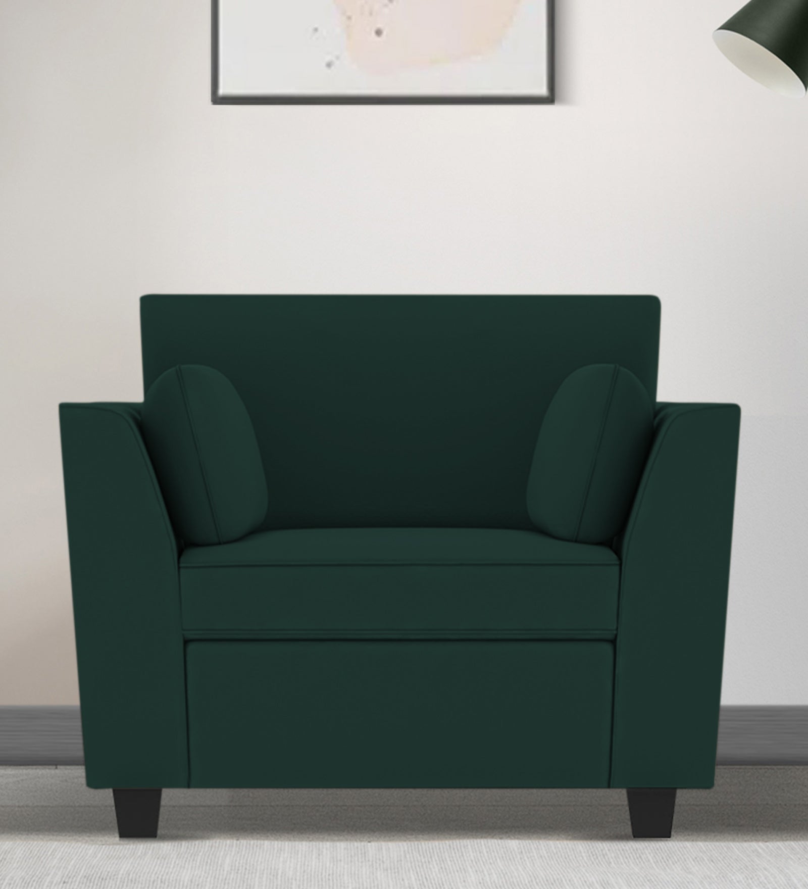 Bristo Velvet 1 Seater Sofa In Forest Green Colour With Storage - Febonic Living