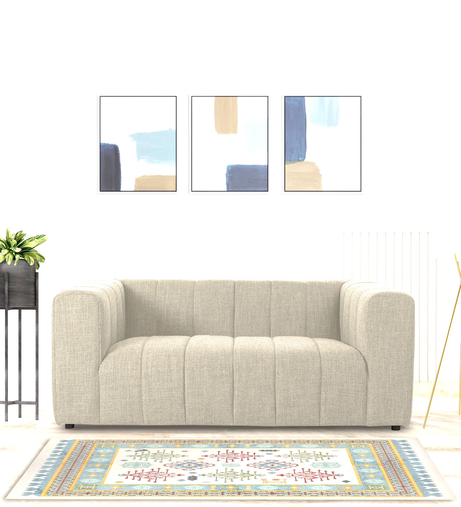 Lara Fabric 2 Seater Sofa In Ivory Cream Colour - Febonic Living