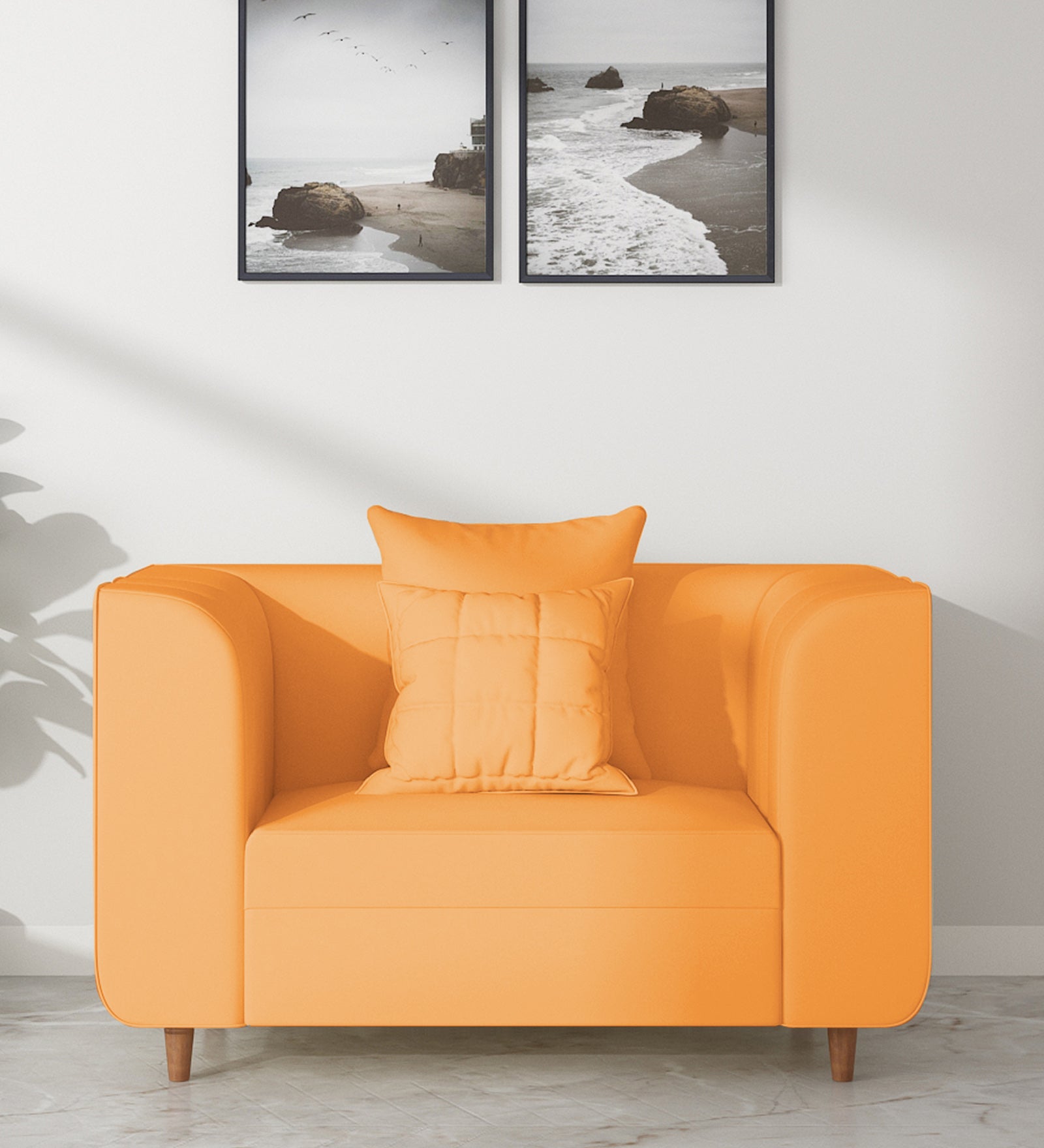 Sumo Velvet 1 Seater Sofa In Tangerine orange Colour - Febonic Living