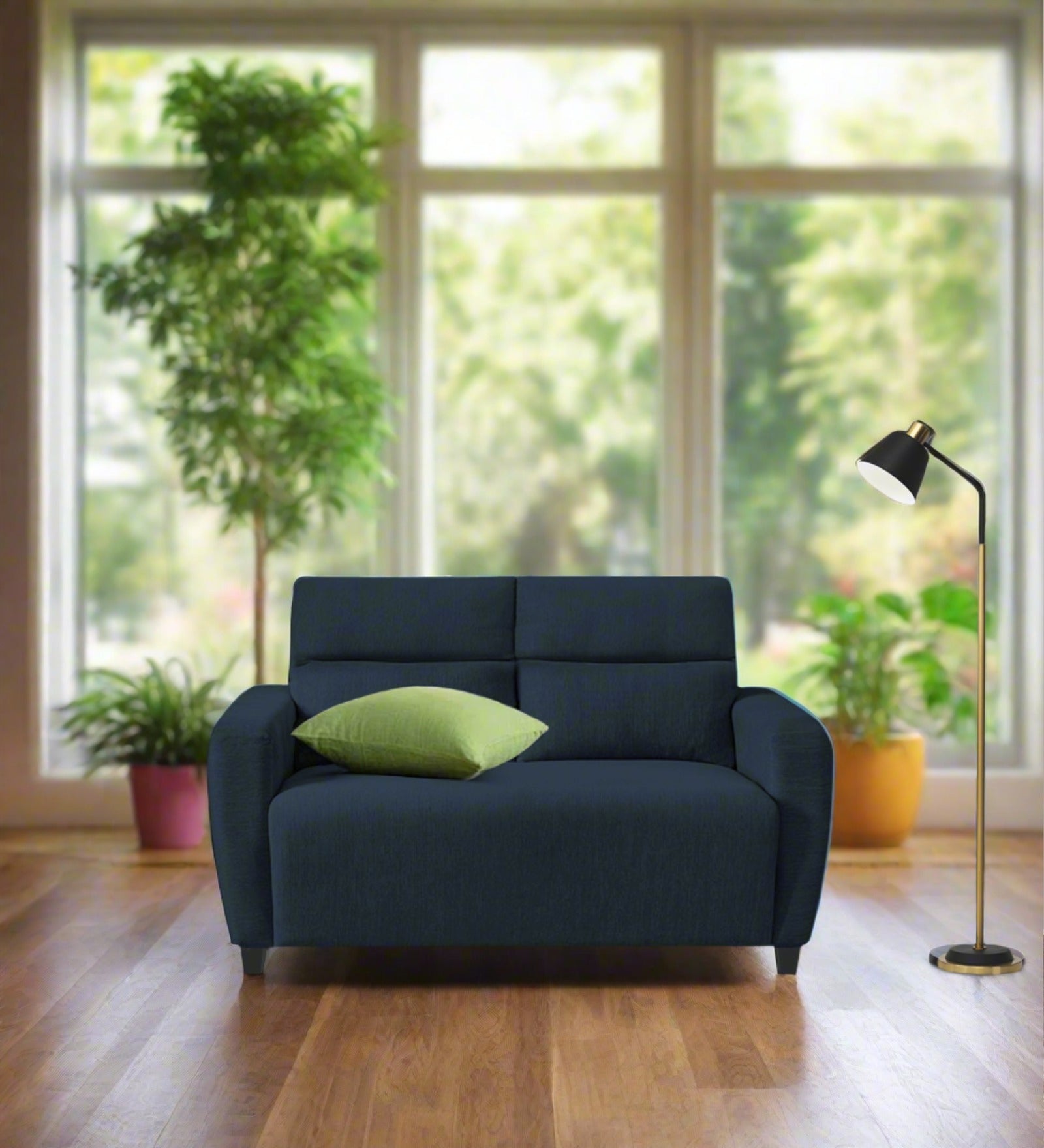 Bakadi Fabric 2 Seater Sofa In Denim Blue Colour - Febonic Living