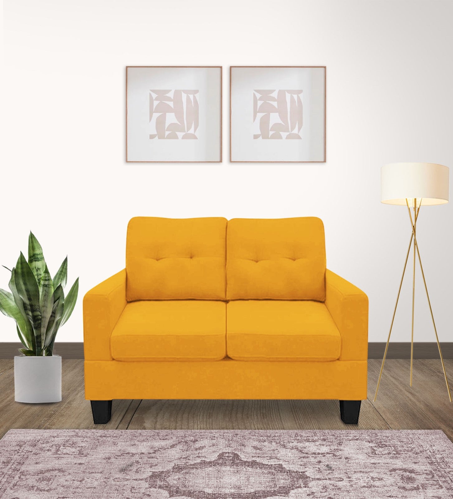 Thomas Fabric 2 Seater Sofa In Bold Yellow Colour - Febonic Living