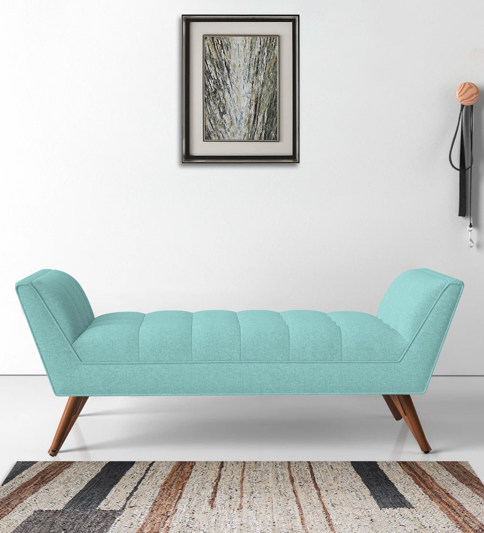 Cartes Velvet Bench In Barmunda Aqua Colour - Febonic Living