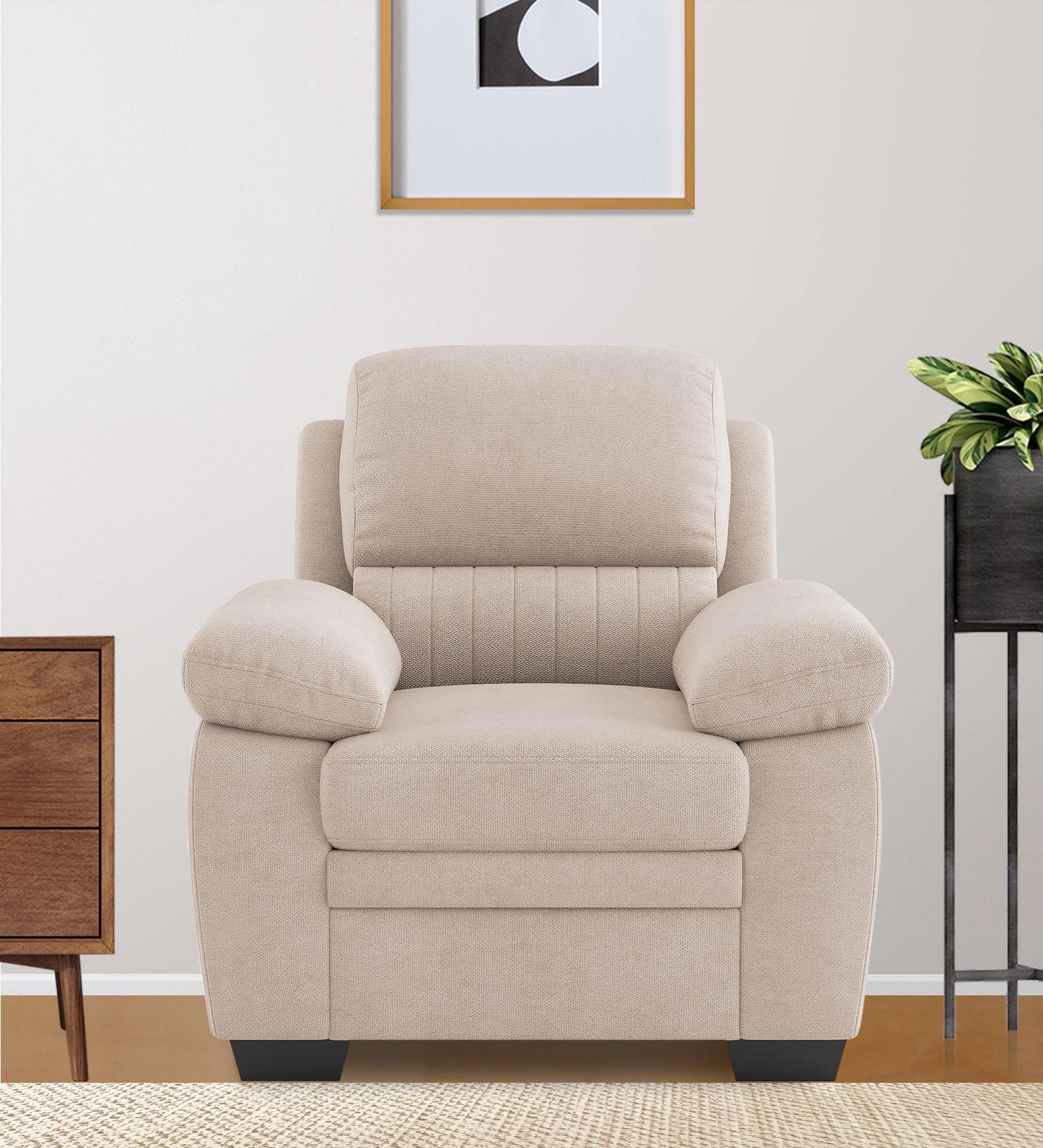 Miranda Velvet 1 Seater Sofa In Camel Beige Colour - Febonic Living