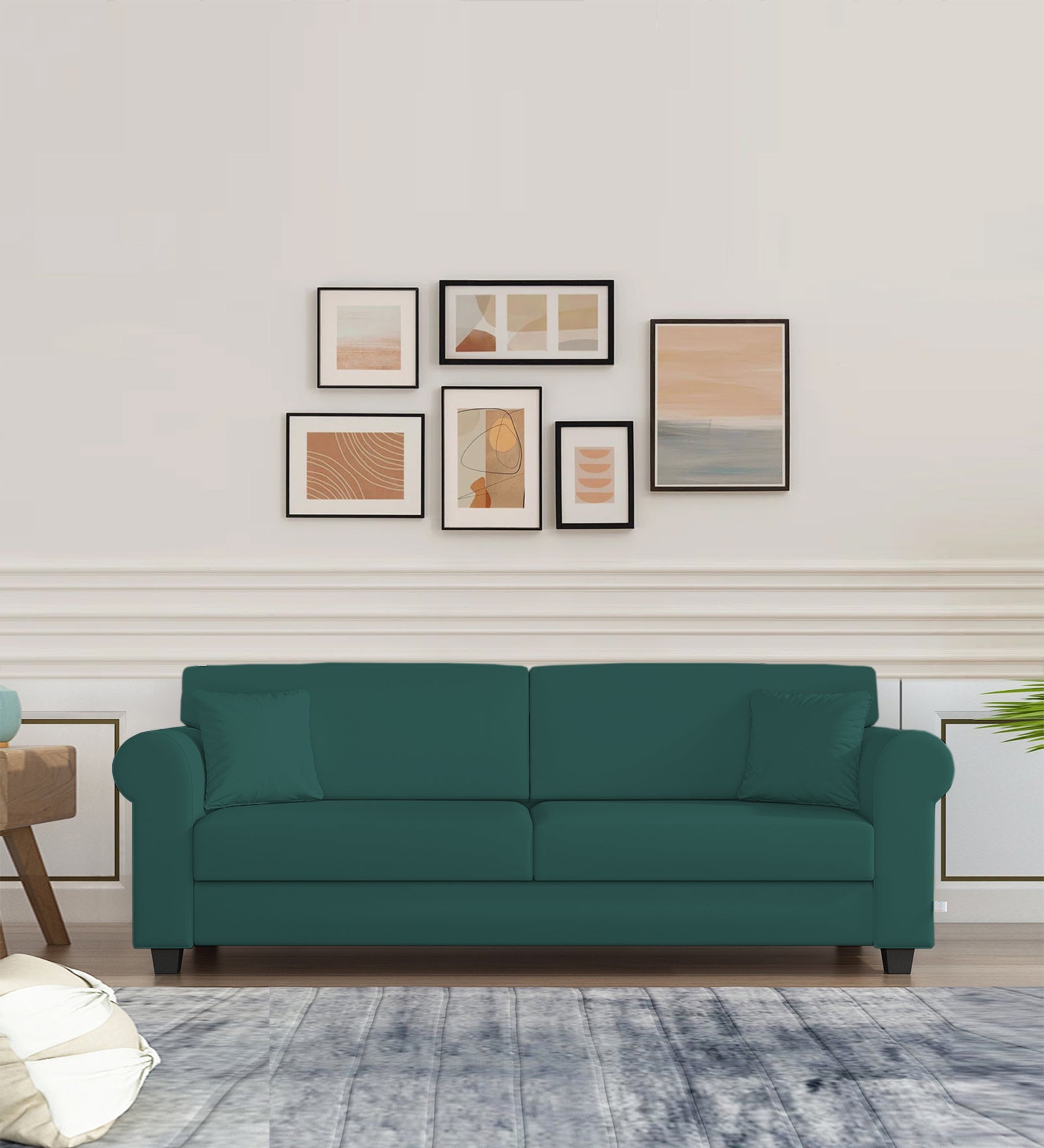 Numonk Velvet 3 Seater Sofa In Pine green Colour - Febonic Living