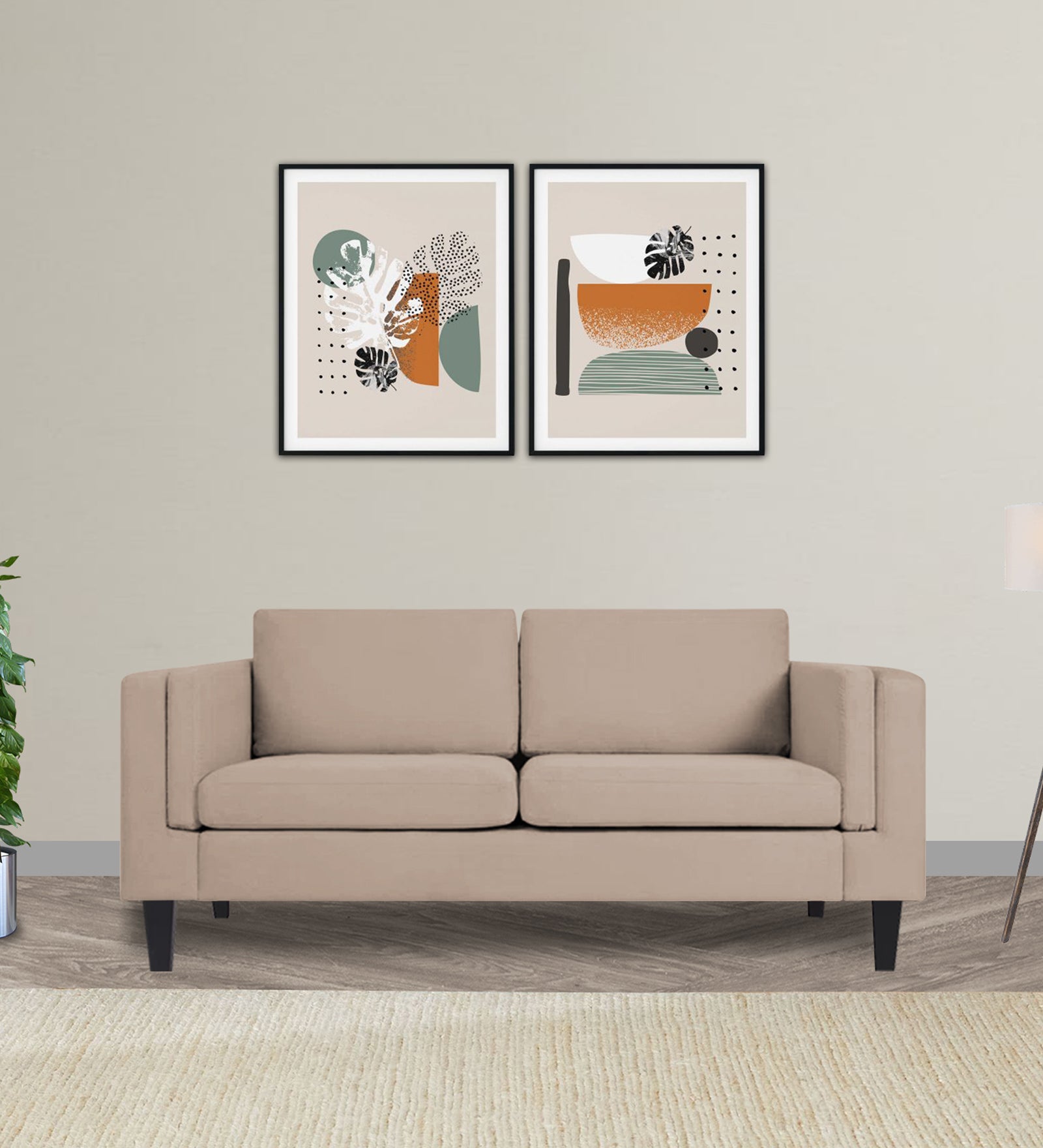 Jasper Velvet 2 Seater Sofa In Camel Beige Colour - Febonic Living