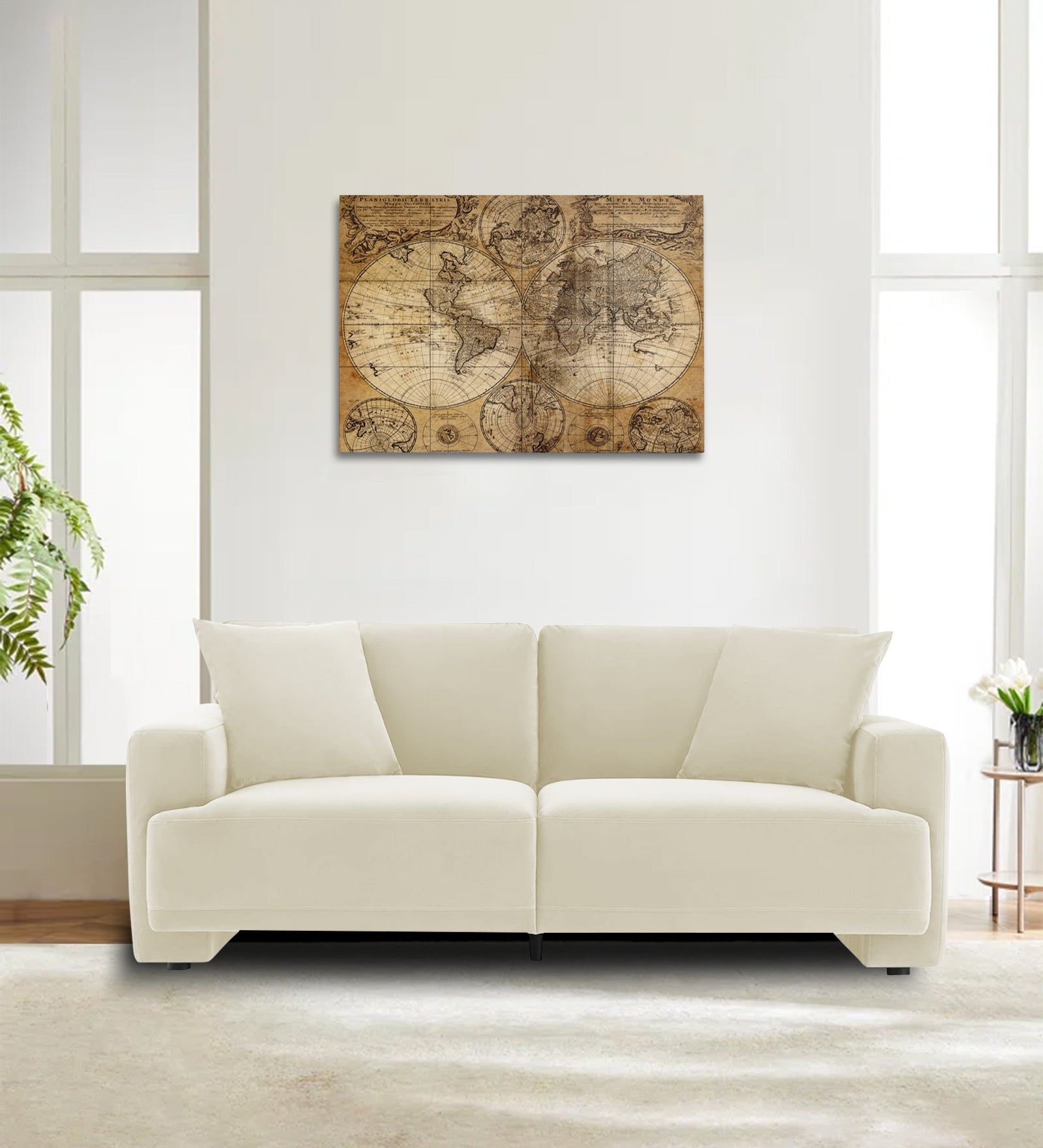 Kosta Velvet 2 Seater Sofa In Warm White Colour - Febonic Living