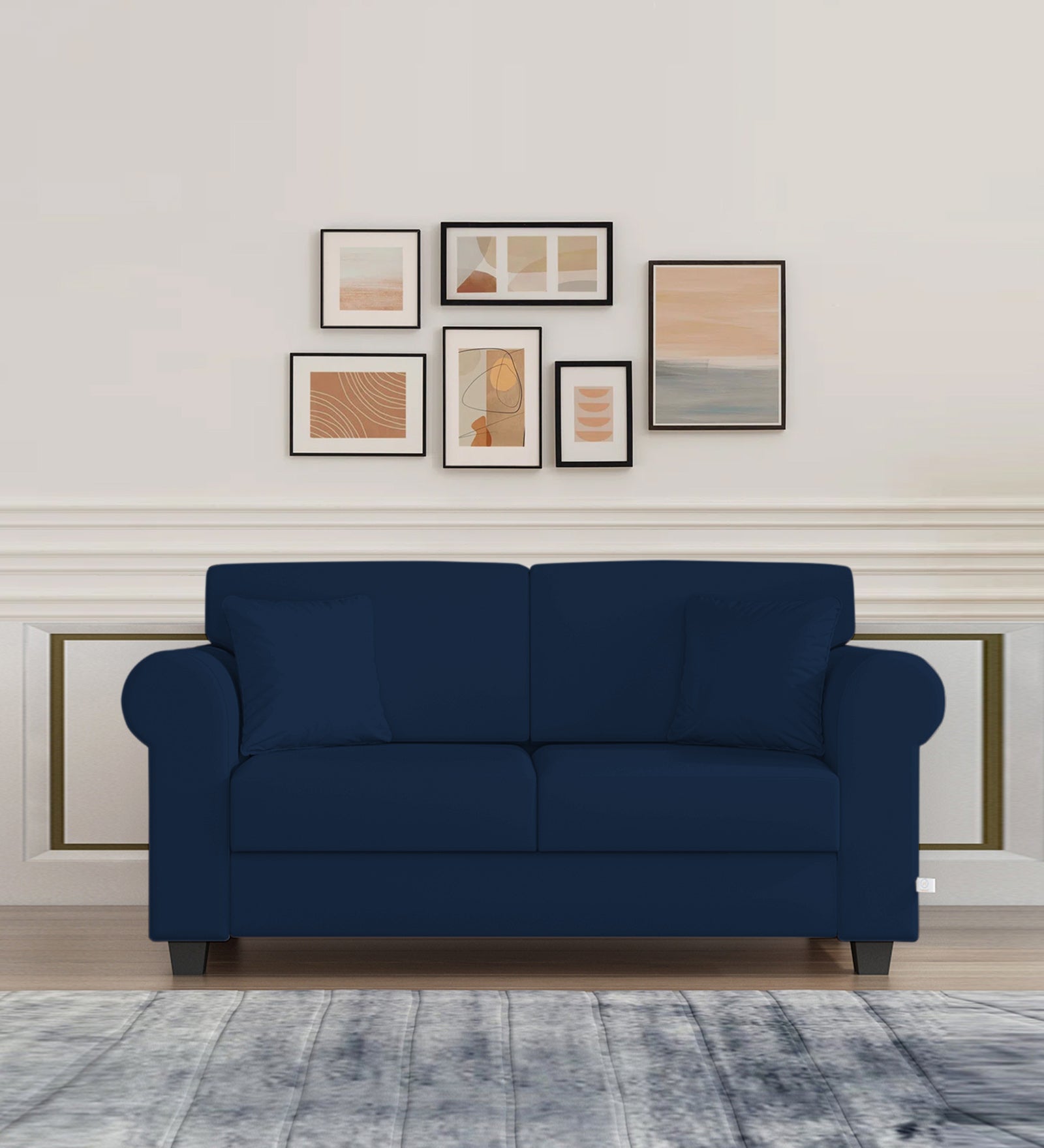 Numonk Velvet 2 Seater Sofa In Imperial Blue Colour - Febonic Living