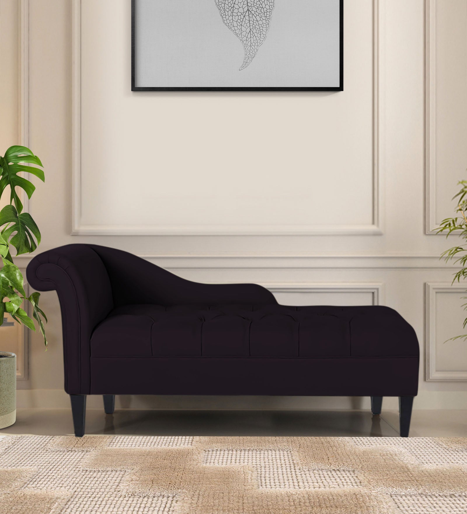 Adria Fabric RHS Chaise Lounger In Cara Brown Colour - Febonic Living
