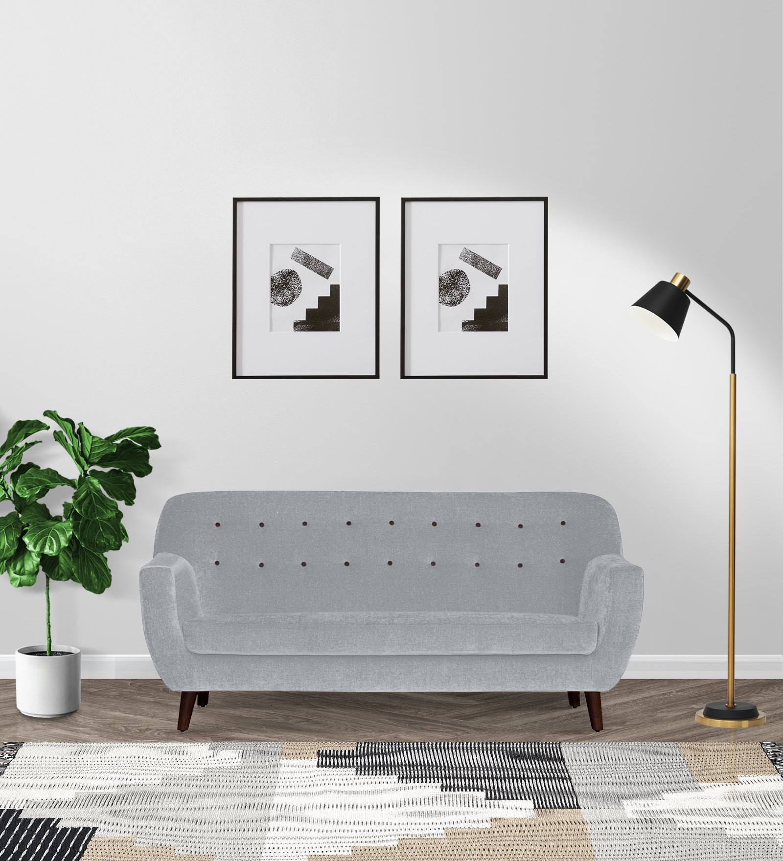 German Fabric 3 Seater Sofa In Coin Grey Colour - Febonic Living