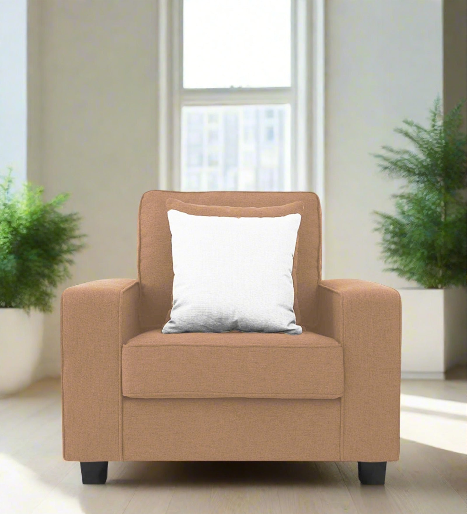 Ladybug Fabric 1 Seater Sofa In Cosmic Beige Colour - Febonic Living