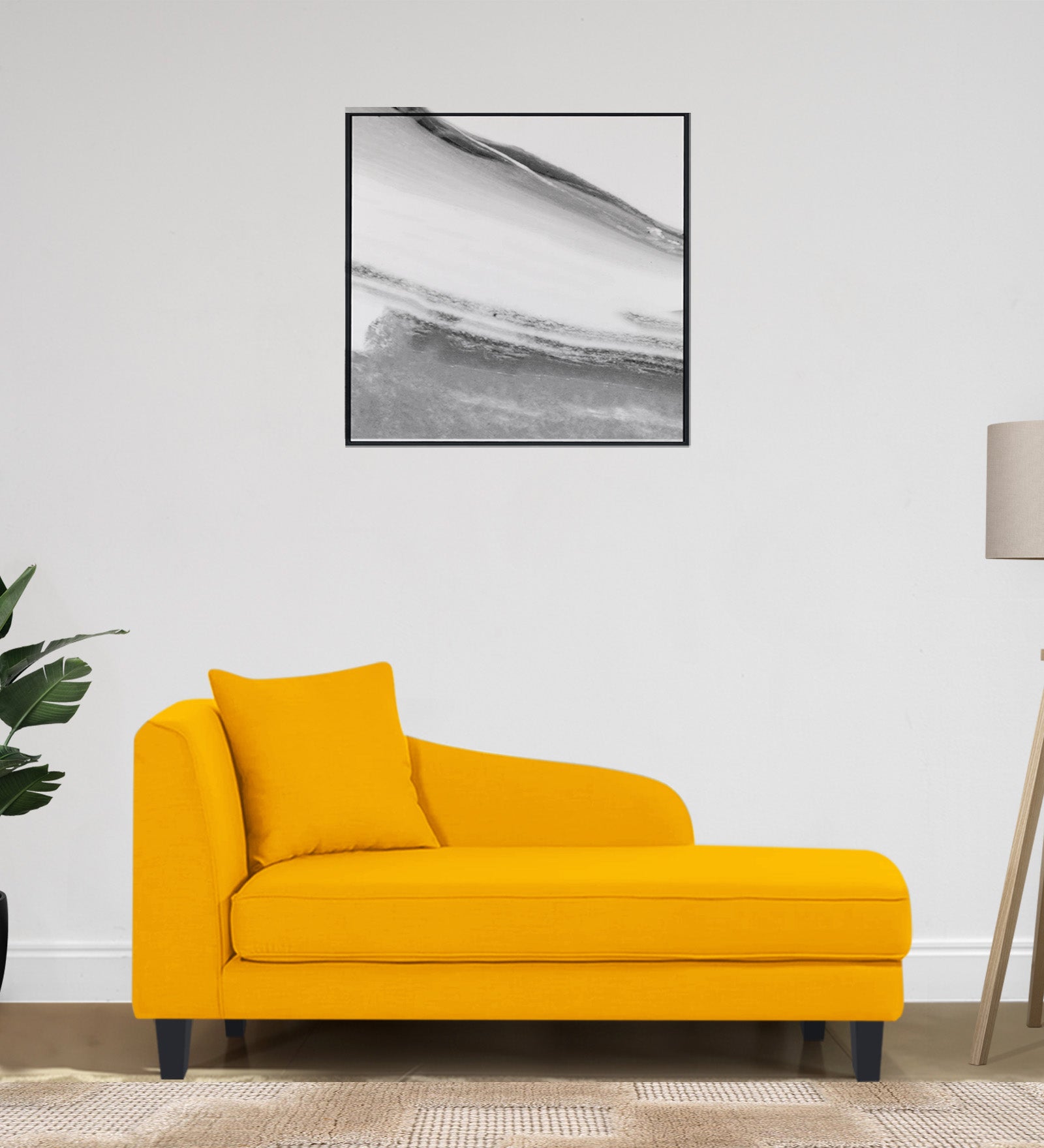 Louis Fabric RHS Chaise Lounger In Bold Yellow Colour - Febonic Living