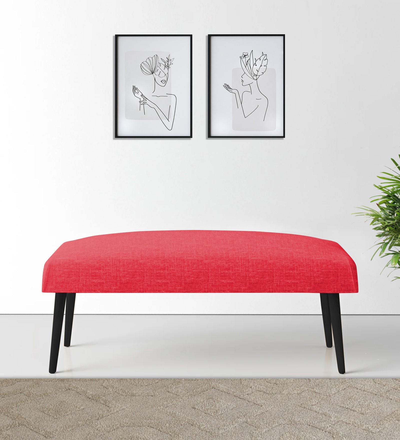 Adon Velvet Bench In Ox Blood Maroon Colour - Febonic Living