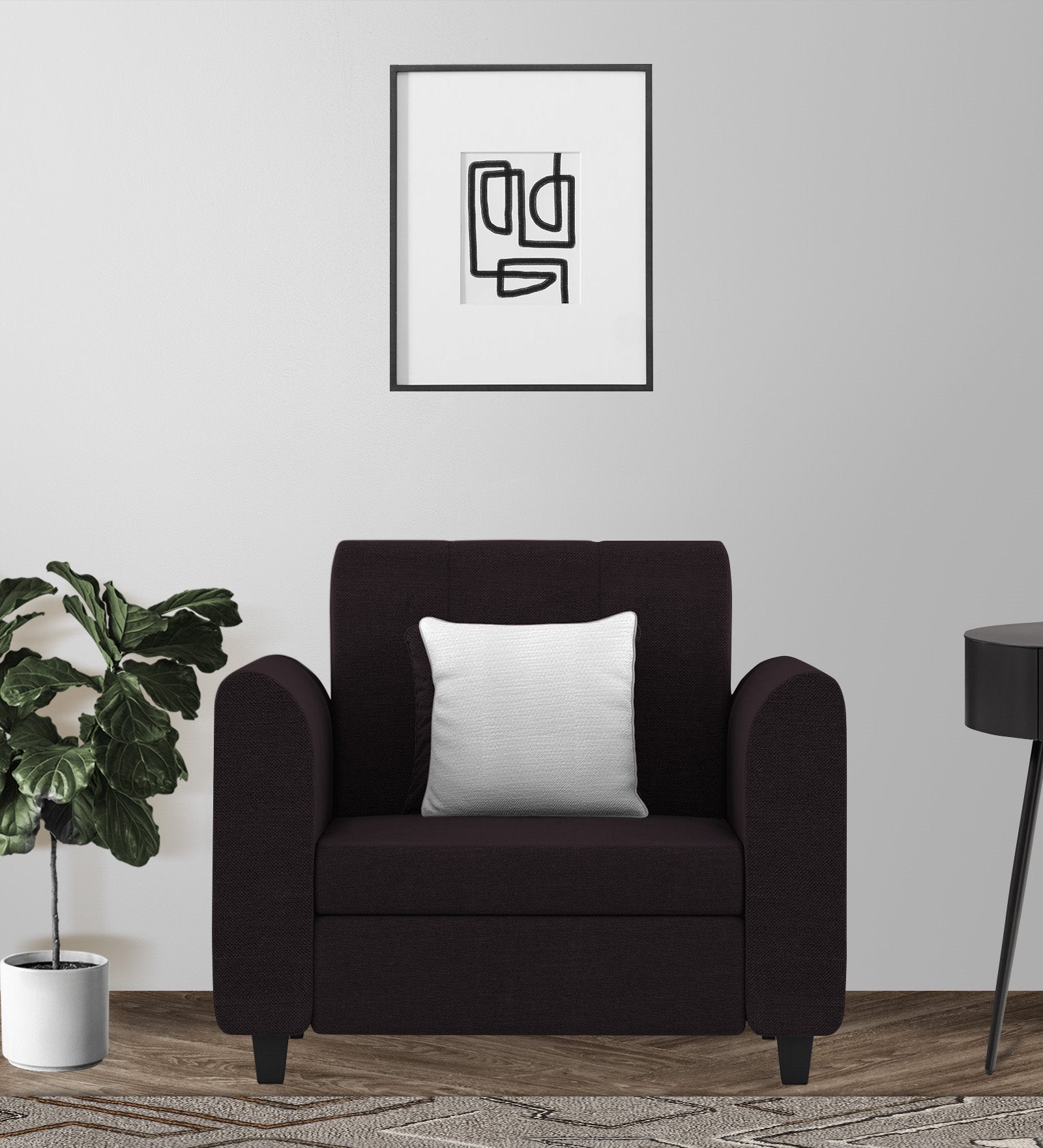 Denmark Fabric 1 Seater Sofa In Cara Brown Colour - Febonic Living