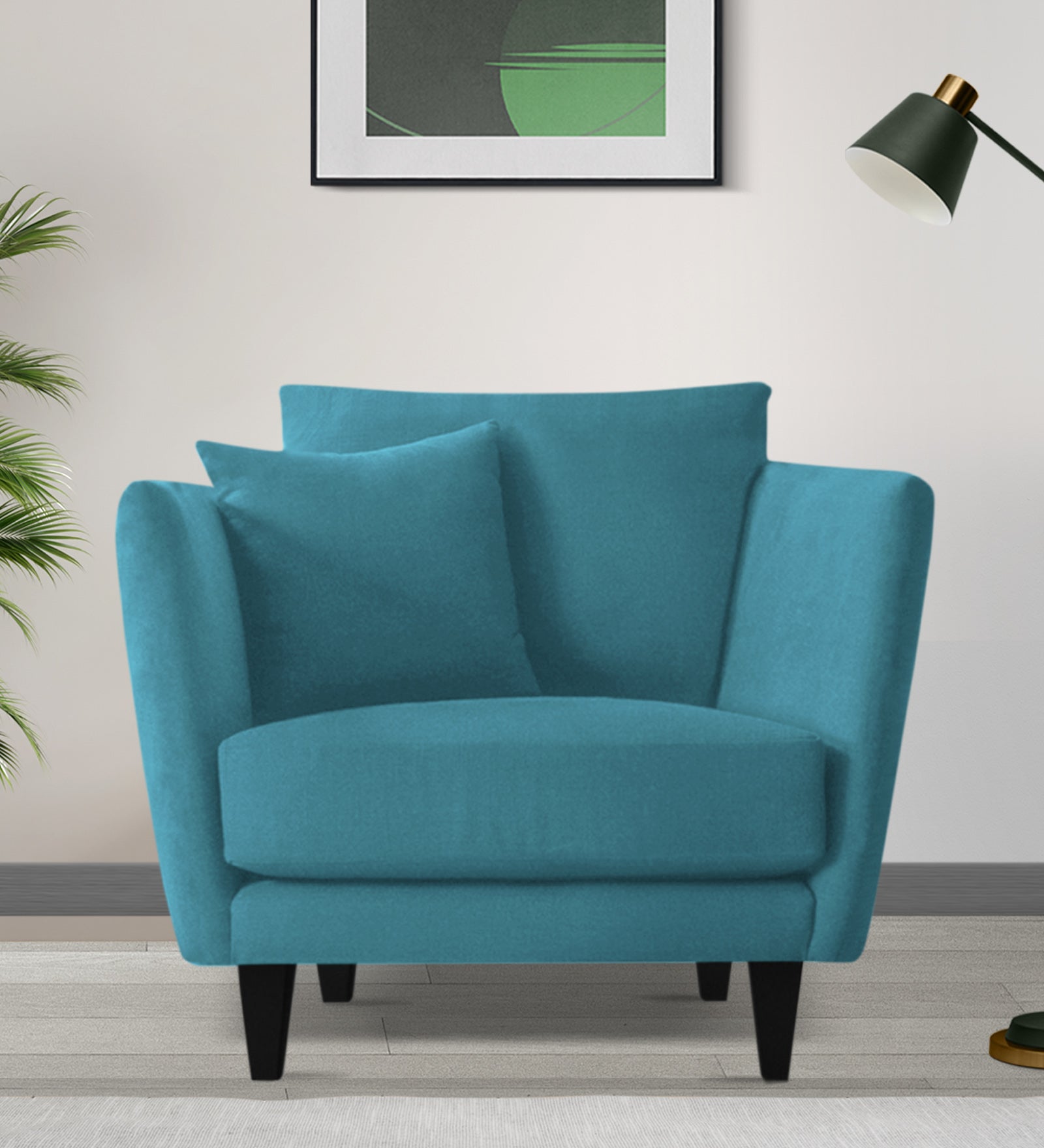 Norway Velvet 1 Seater Sofa In Aqua Blue Colour - Febonic Living