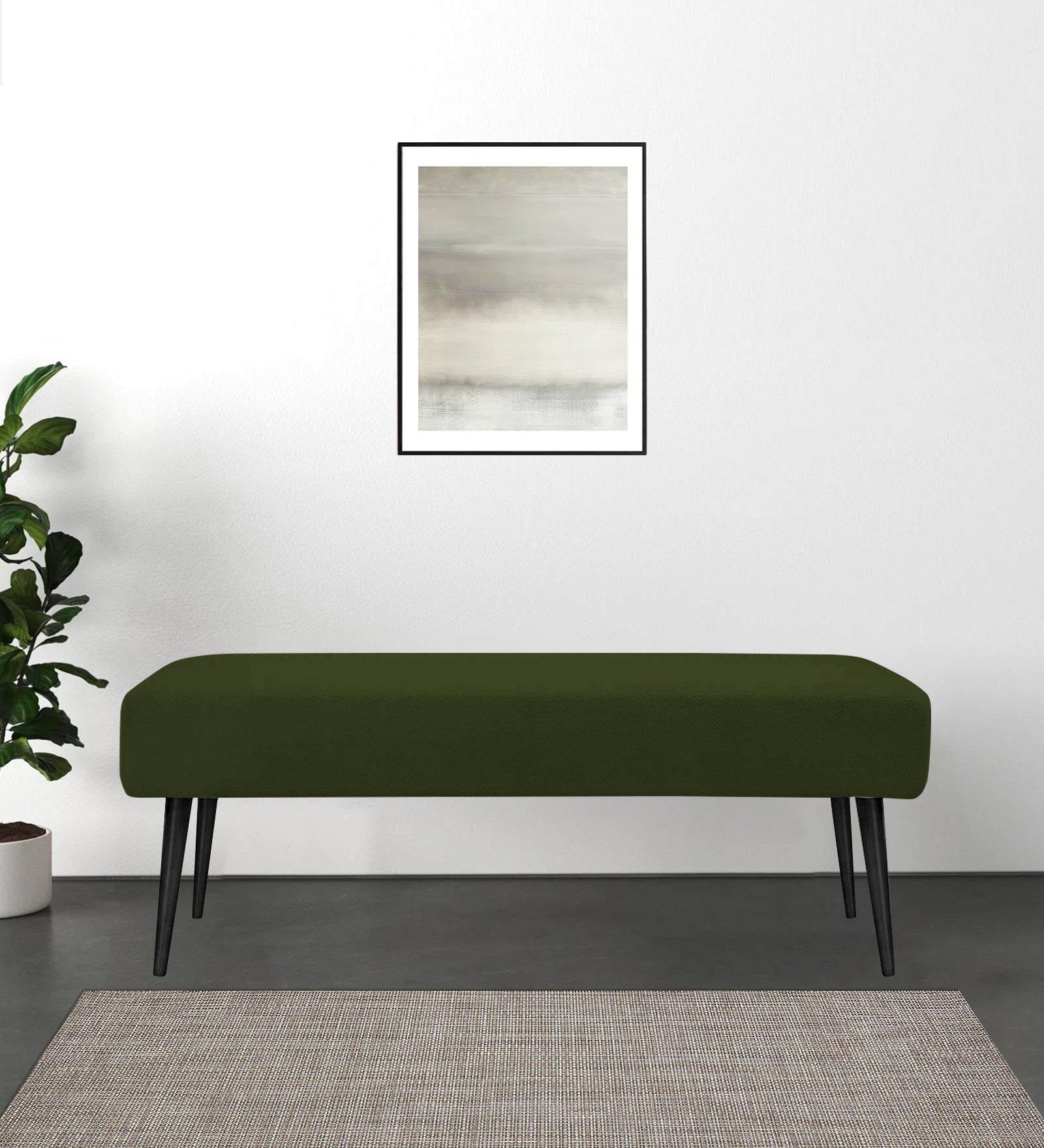 Orbit Fabric Bench In Olive Green Colour - Febonic Living