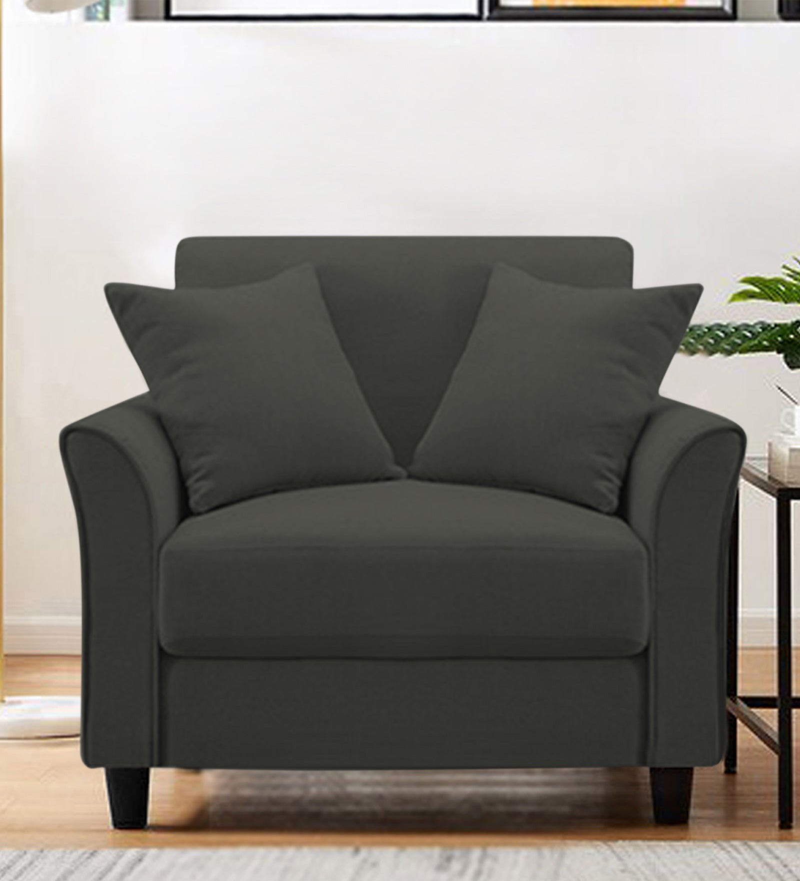 Daroo Velvet 1 Seater Sofa In Hory Grey Colour - Febonic Living