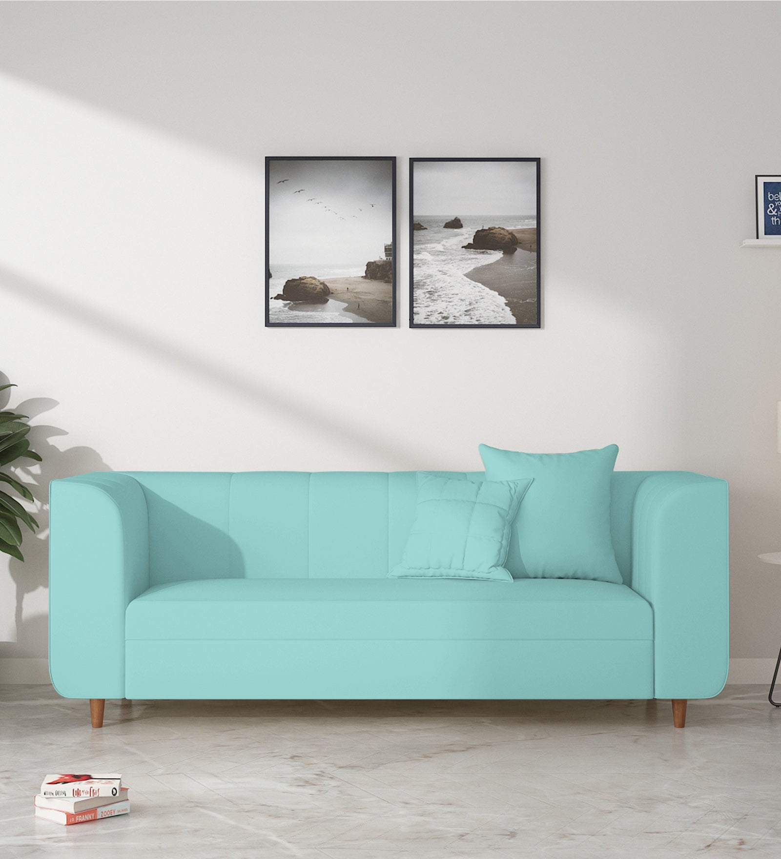 Sumo Velvet 3 Seater Sofa In Barmunda Aqua Colour - Febonic Living