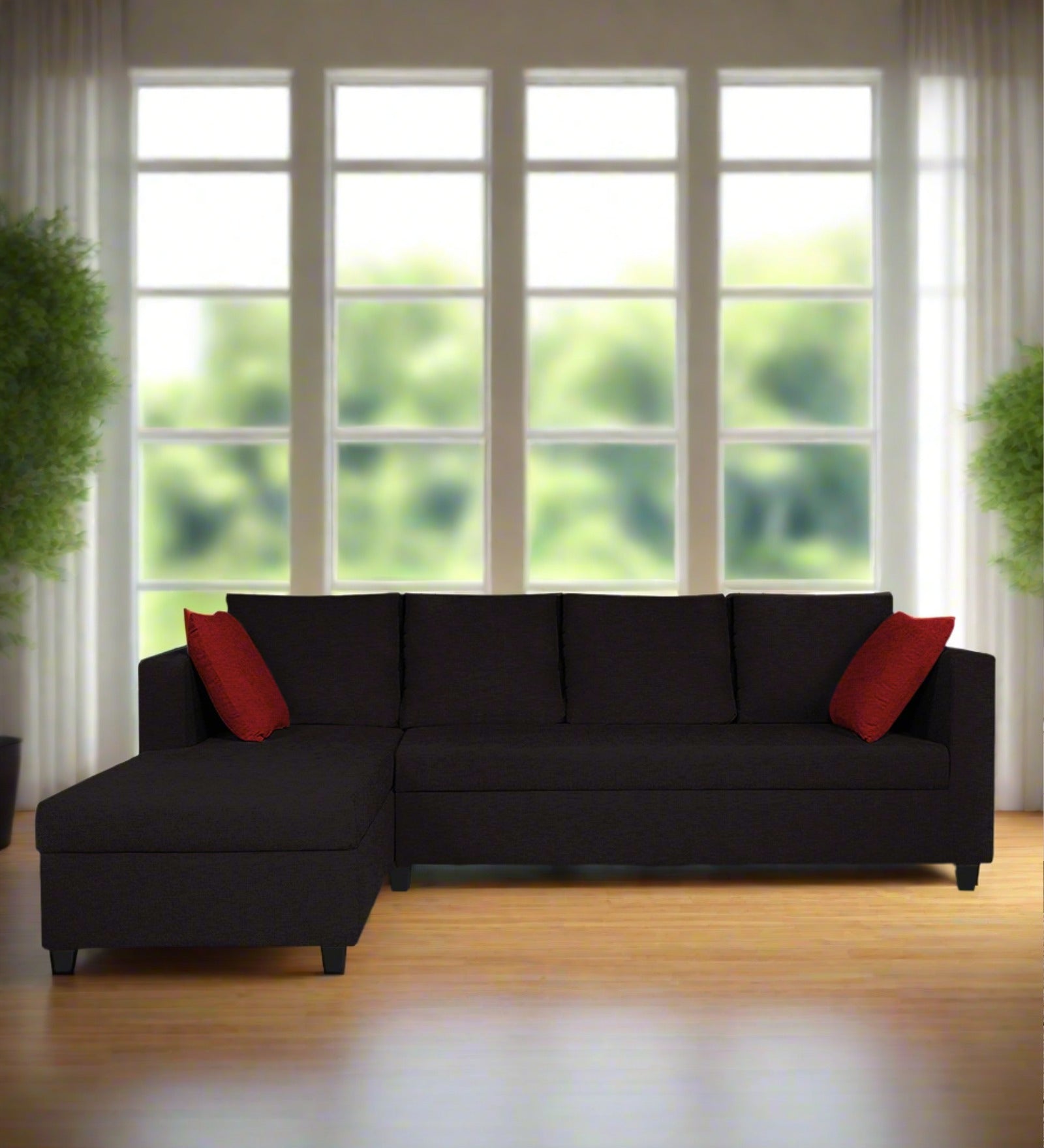 Nebula Fabric RHS Sectional Sofa (3+Lounger) In Cara Brown Colour - Febonic Living