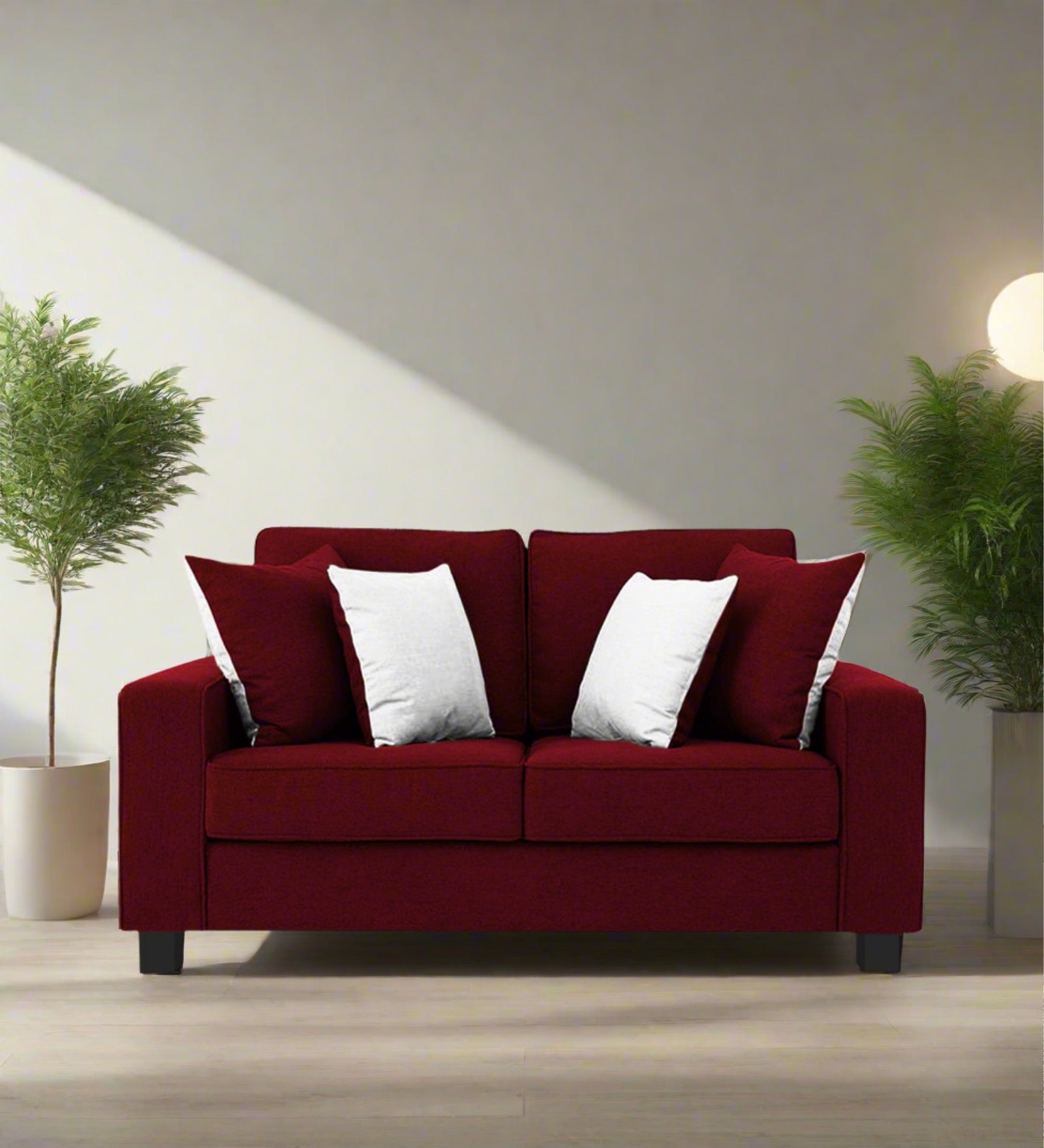 Ladybug Fabric 2 Seater Sofa In Ruby Red Colour - Febonic Living