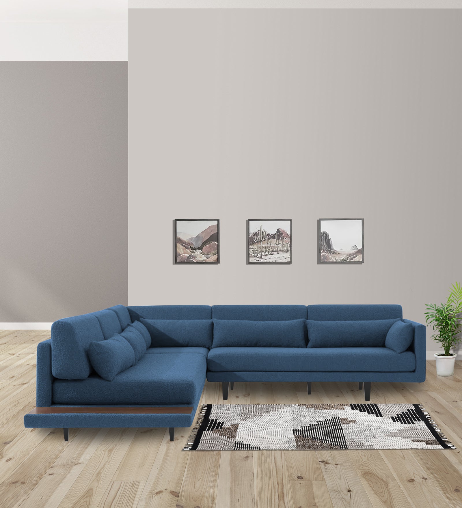 Malta Fabric 6 Seater RHS Corner Sofa In Light Blue Colour - Febonic Living
