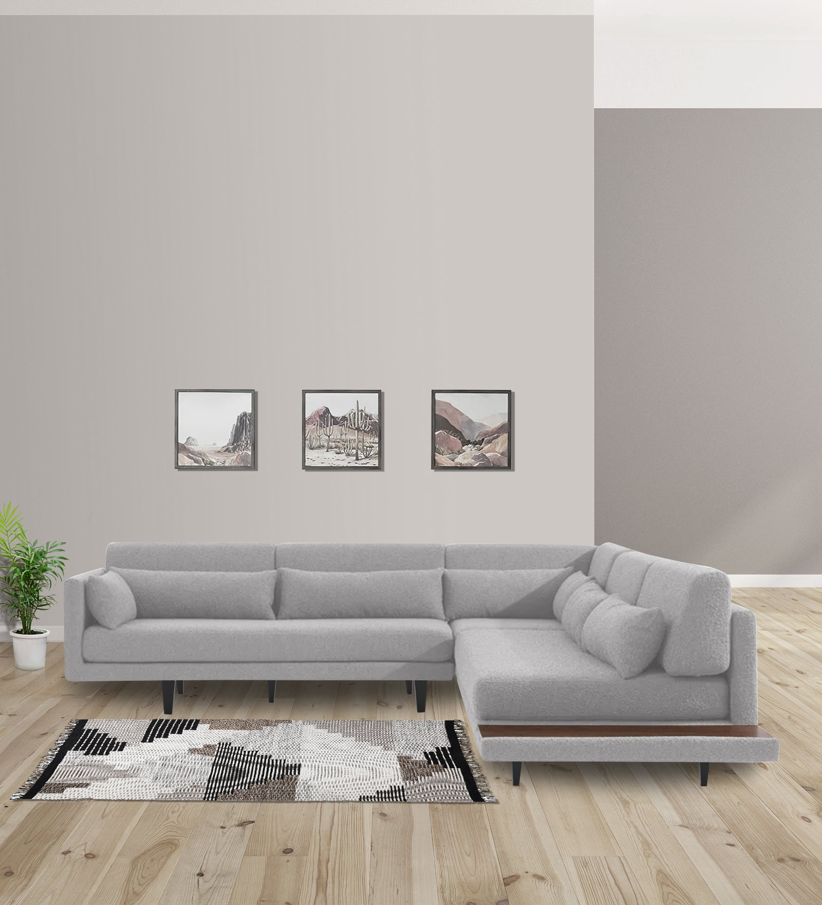 Malta Fabric 6 Seater LHS Corner Sofa In Lit Grey Colour - Febonic Living