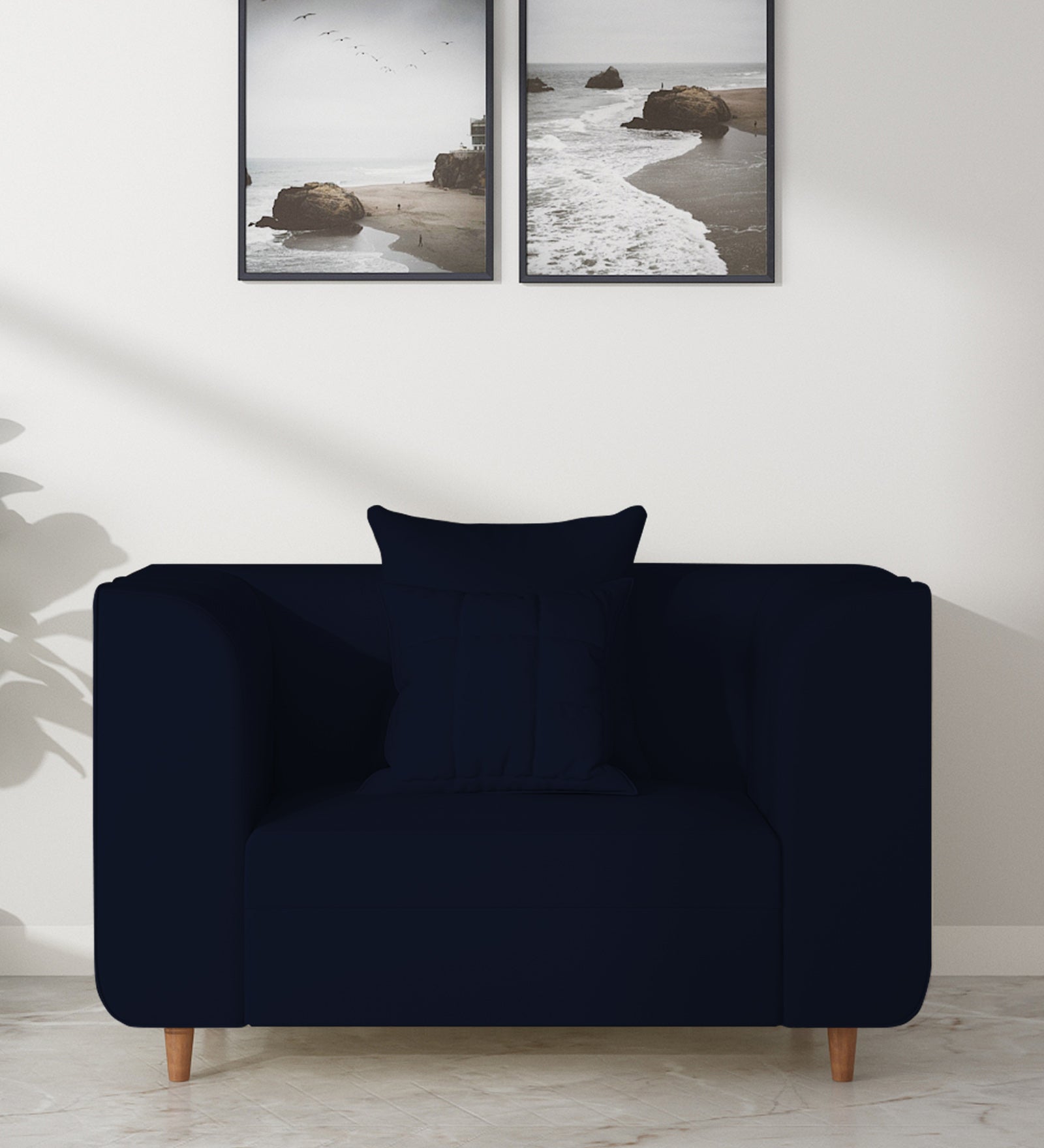 Sumo 1 Seater Velvet Sofa - Dark Blue by Febonic Living