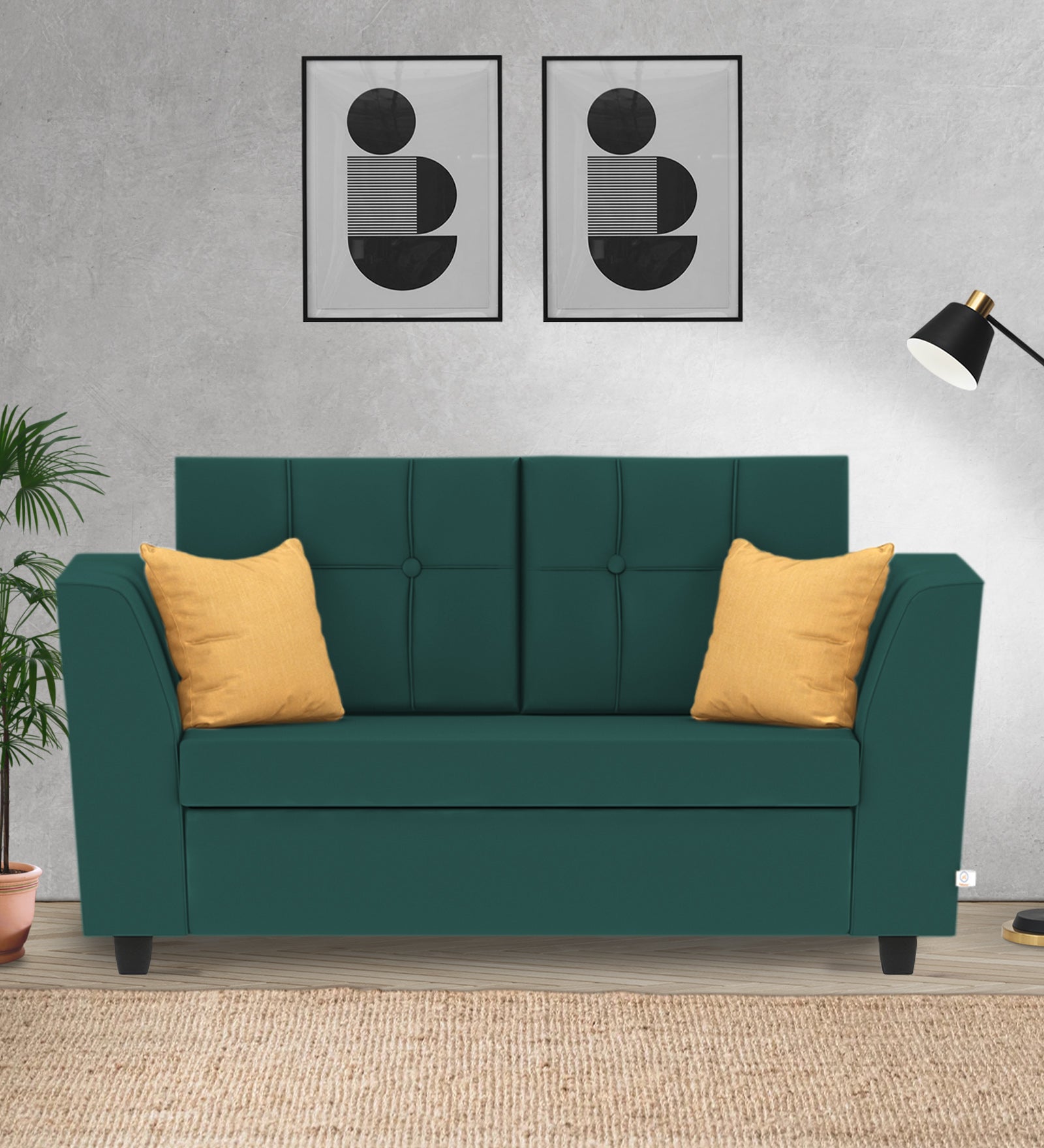 Nestin Velvet 2 Seater Sofa in Pine Green Colour