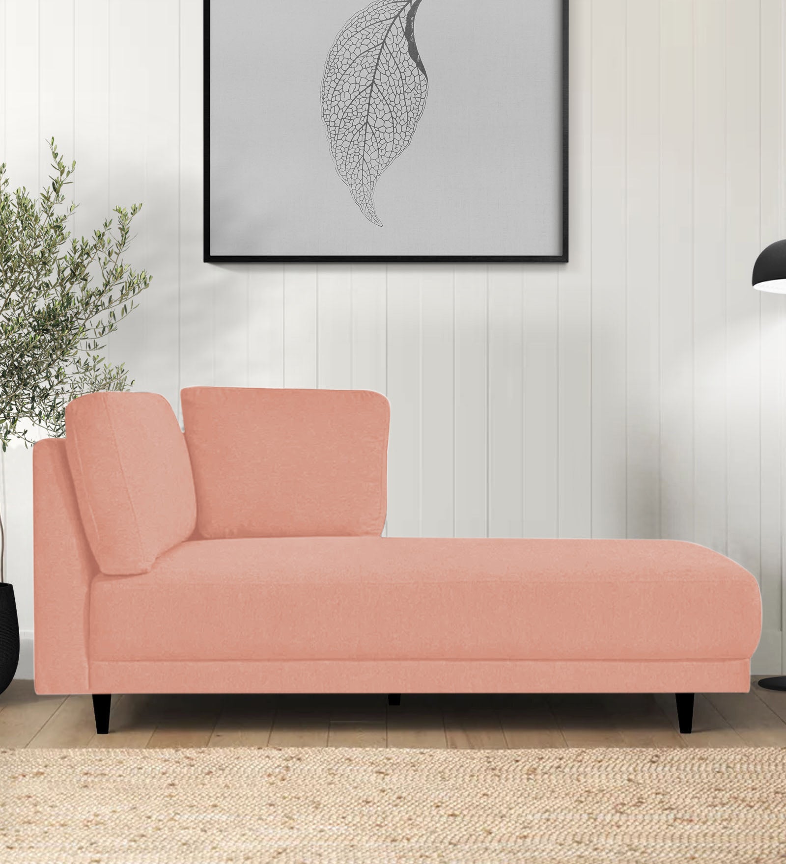 Jonze Velvet RHS Chaise Lounger In Blush Pink Colour - Febonic Living