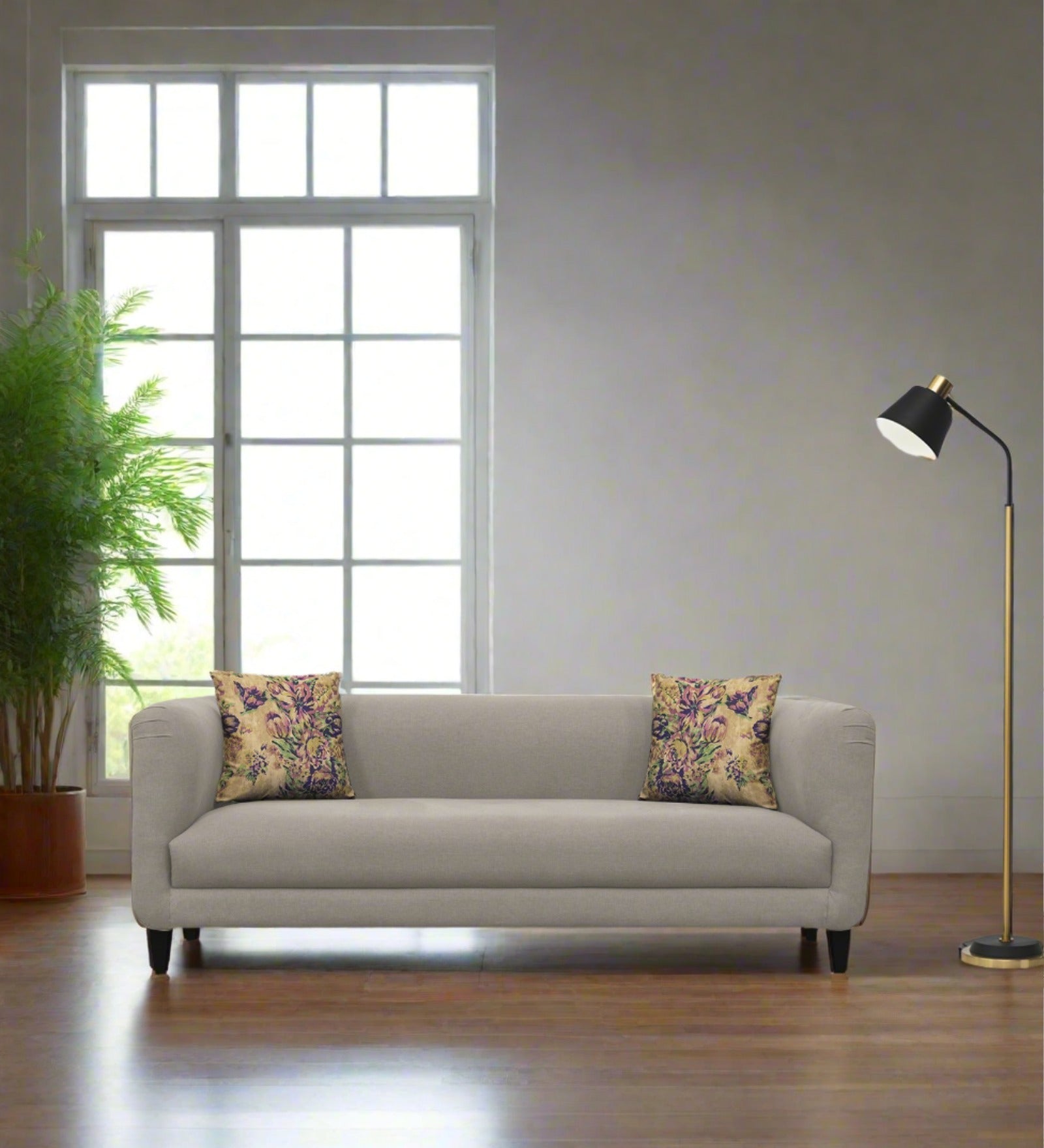 Niki Fabric 3 Seater Sofa In Ash Grey Colour - Febonic Living