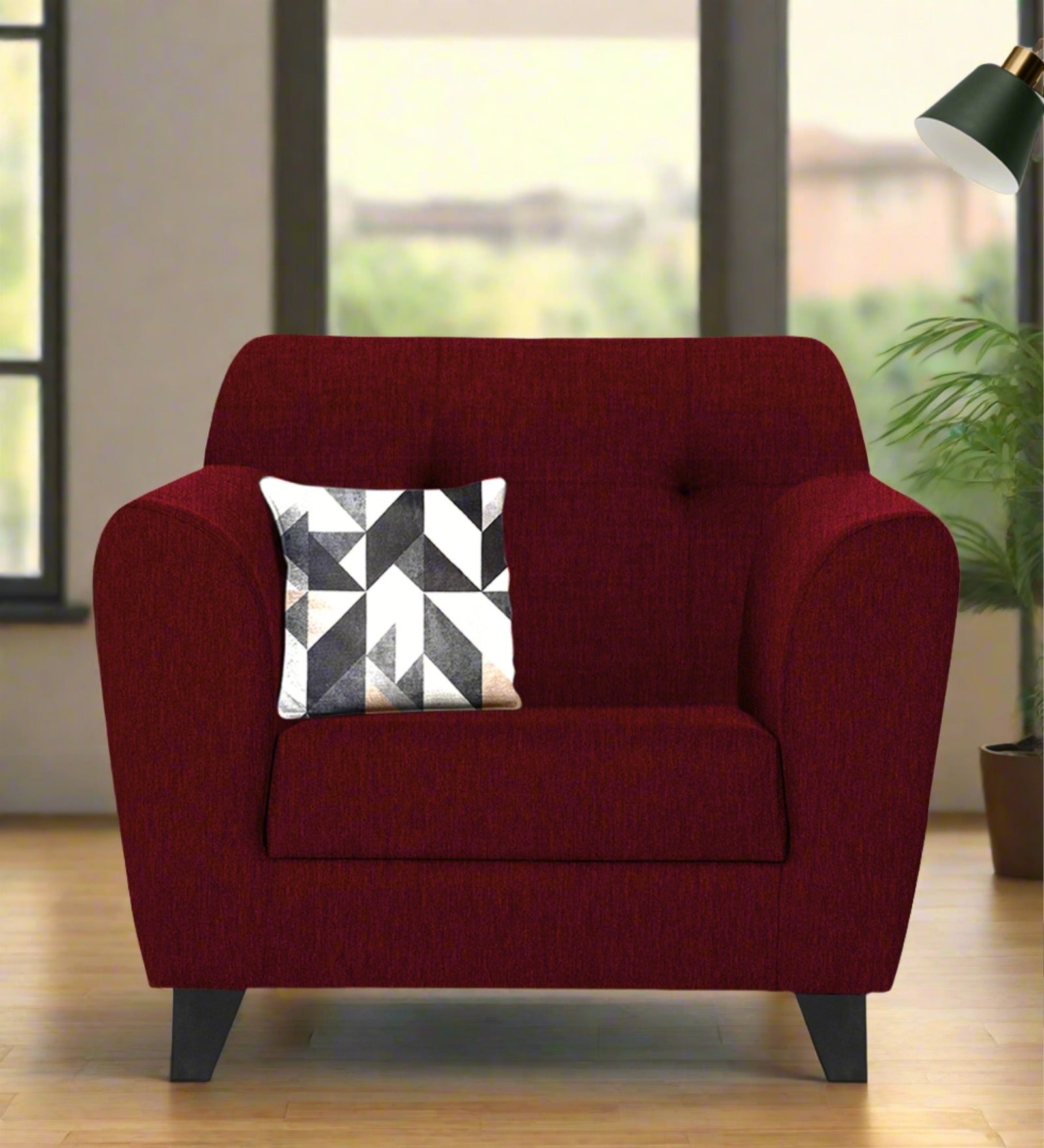 Melaan Fabric 1 Seater Sofa In Ruby Red Colour - Febonic Living