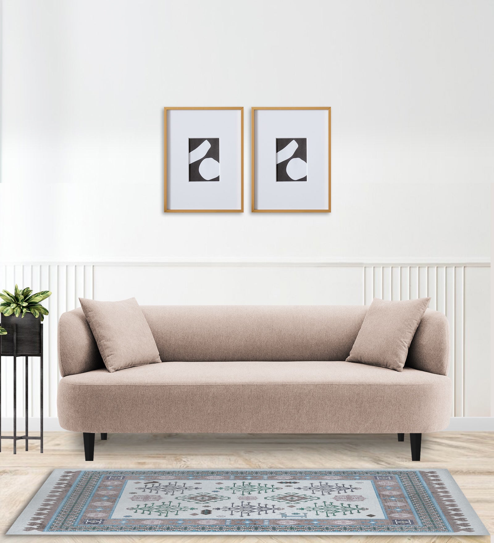 Carson Fabric 3 Seater Sofa In Mush Beige Colour - Febonic Living