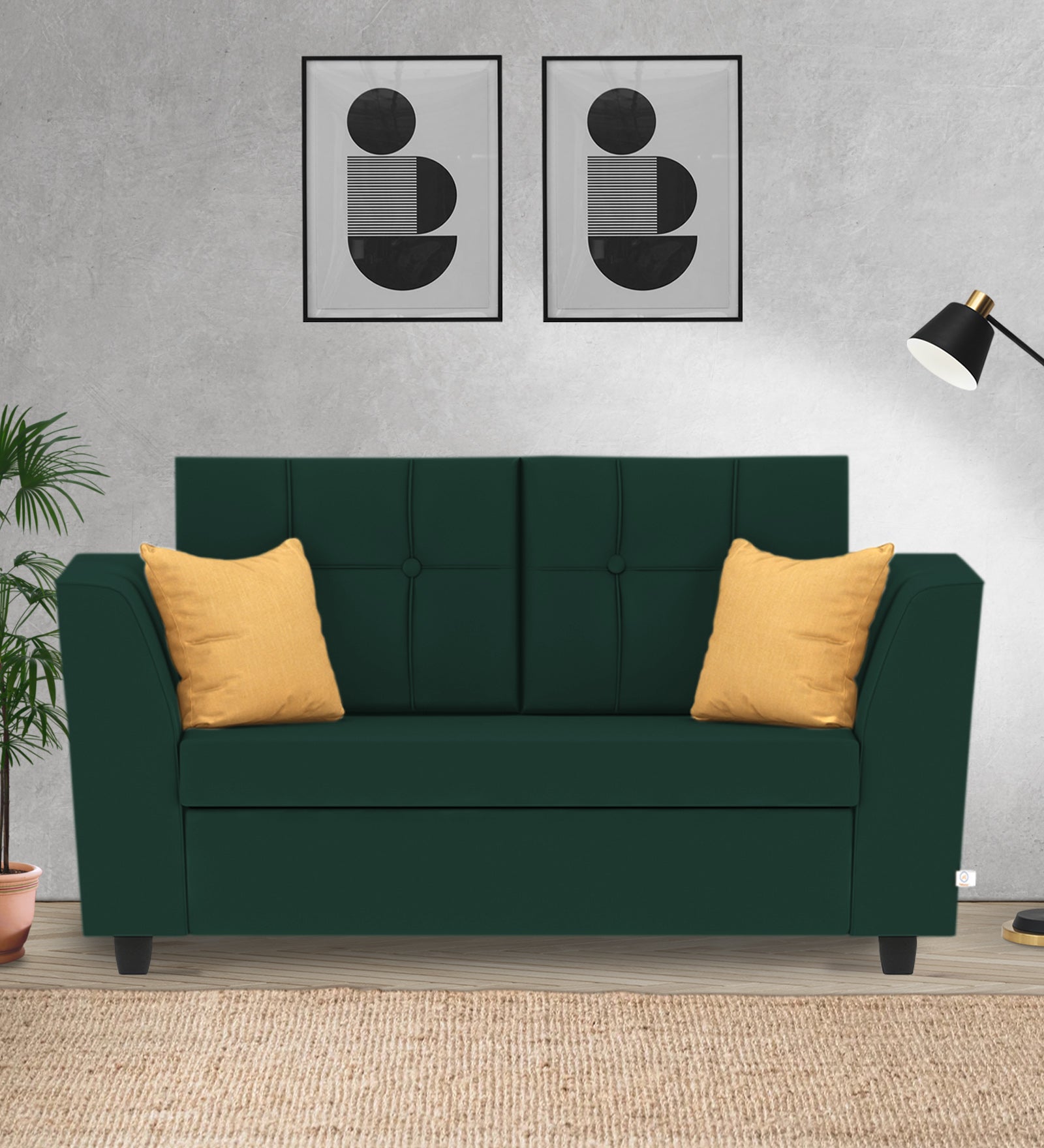 Nestin Velvet 2 Seater Sofa In Forest Green Colour - Febonic Living