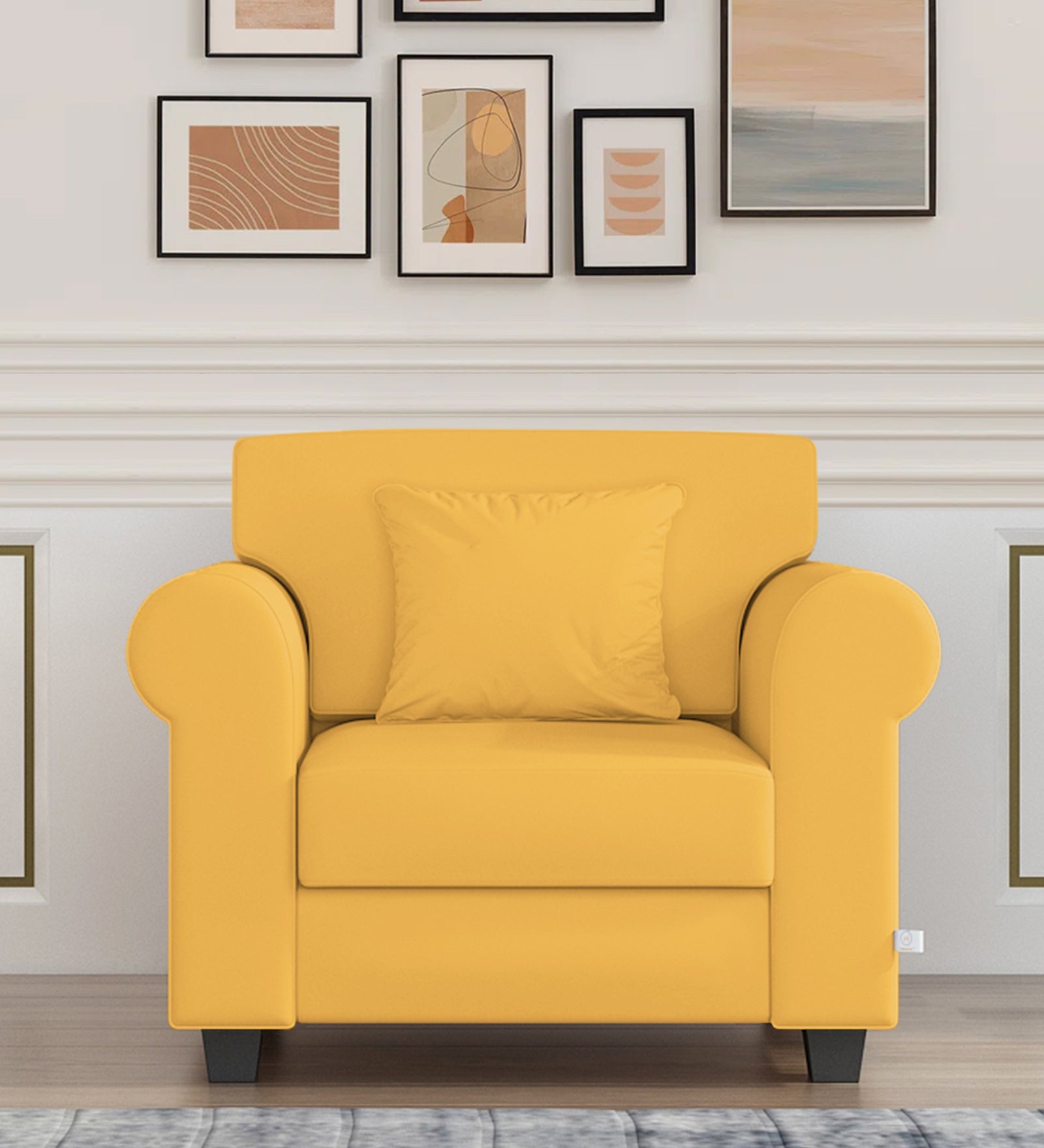 Numonk Velvet 1 Seater Sofa In Turmeric yellow Colour - Febonic Living