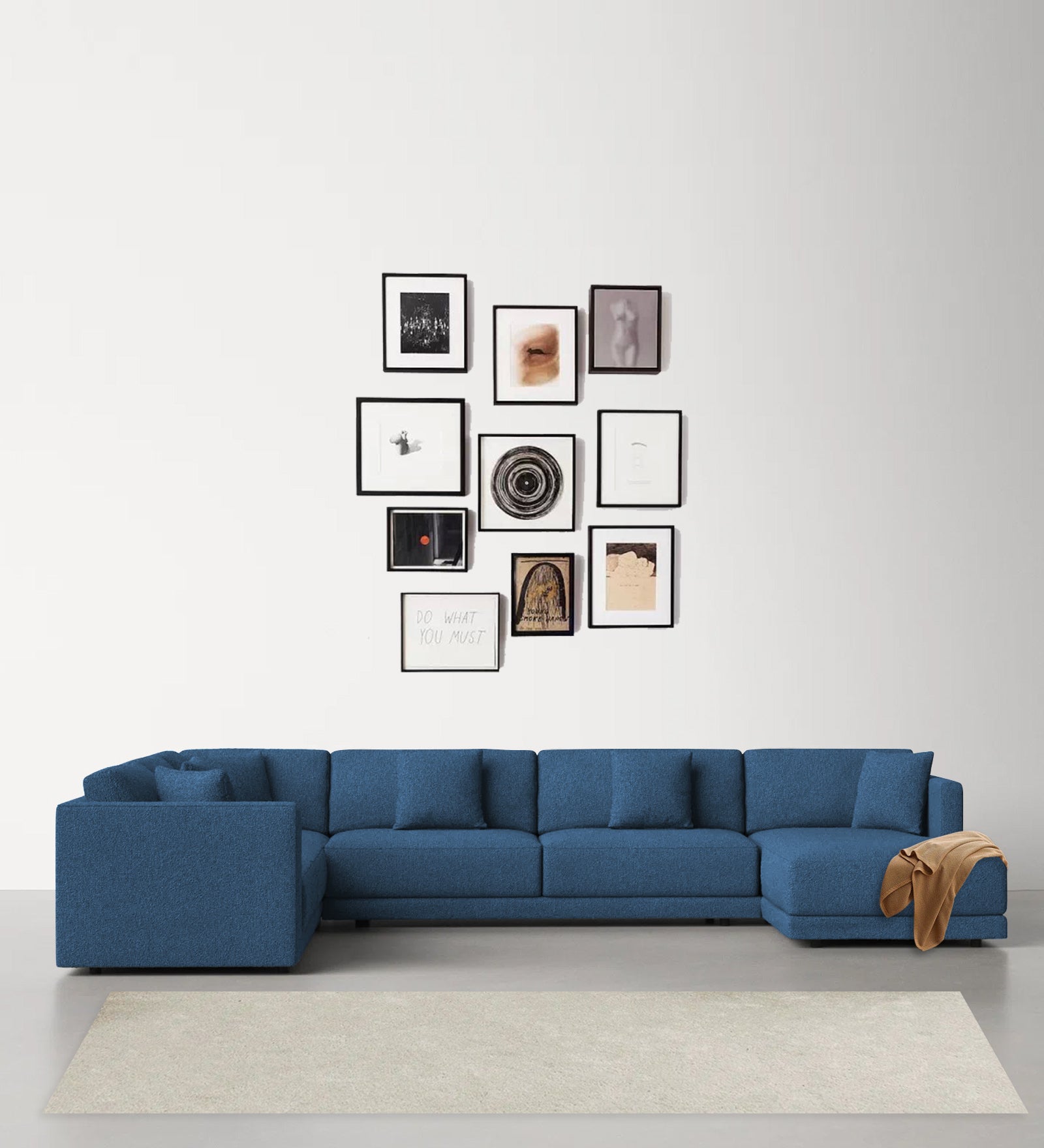 Carlin Fabric LHS 8 Seater Sectional Sofa In Light Blue Colour - Febonic Living