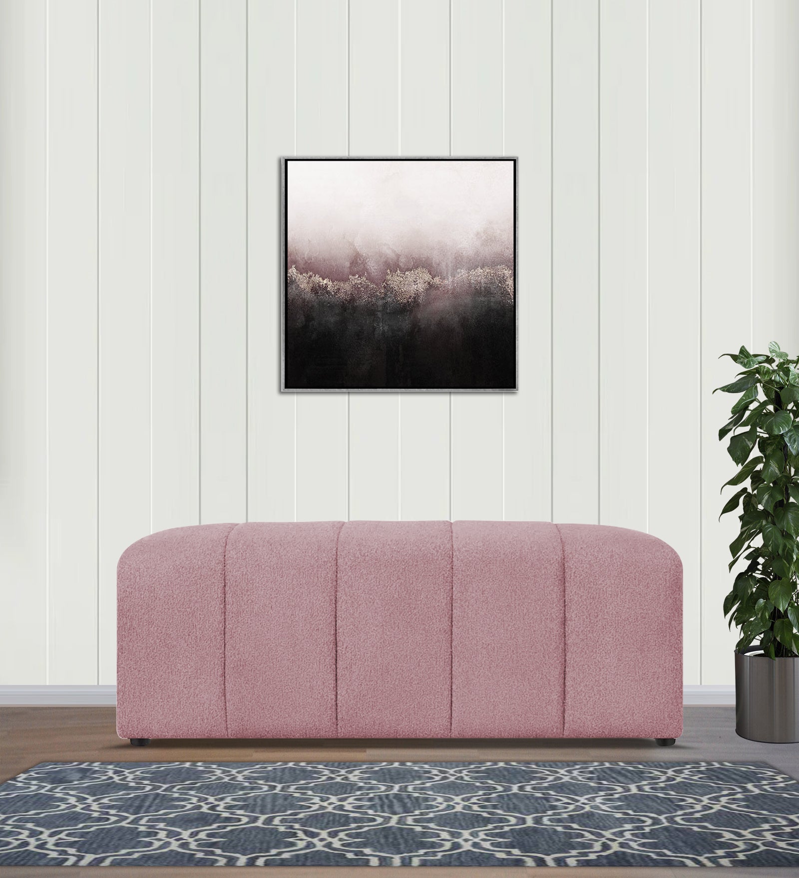 Rexi Boucle Fabric Bench In Basi Pinc Colour - Febonic Living