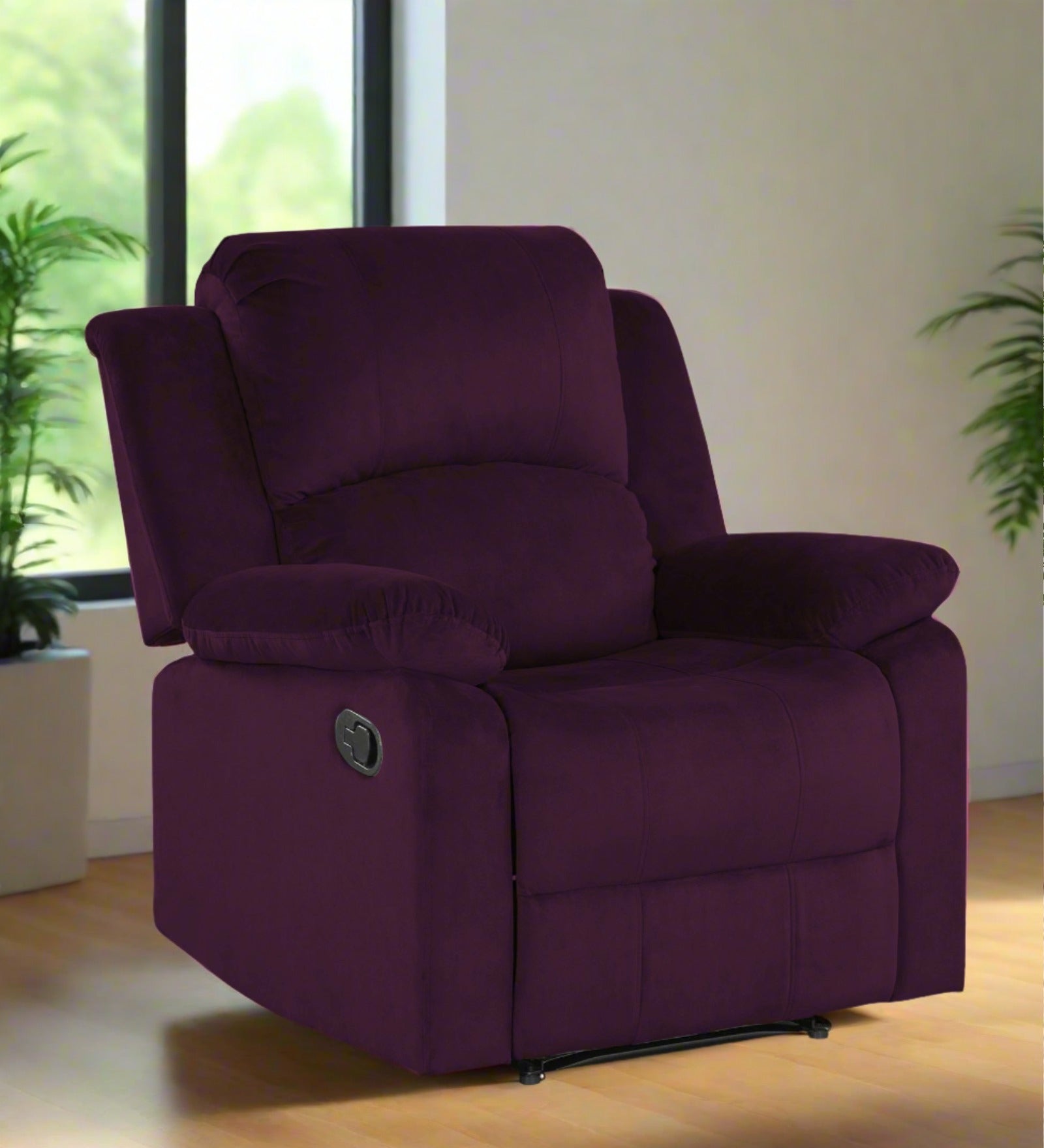 Henry Fabric 1 Seater Manual Recliner In Greek Purple Colour - Febonic Living