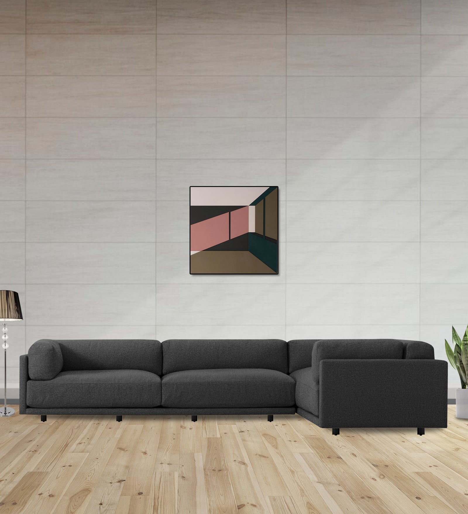 Nixon Fabric 6 Seater LHS Corner Sofa In Charcoal grey Colour - Febonic Living