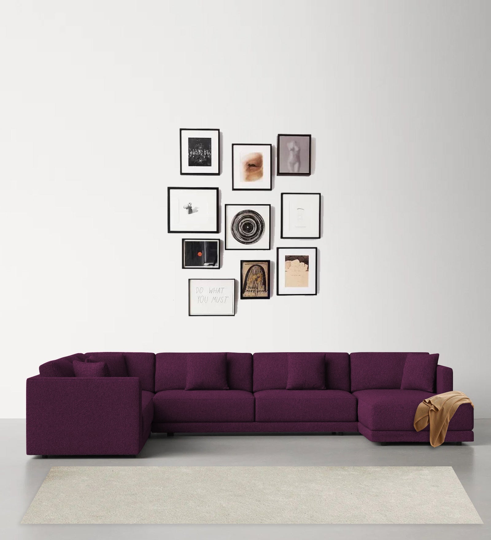 Carlin Fabric LHS 8 Seater Sectional Sofa In Greek Purple Colour - Febonic Living