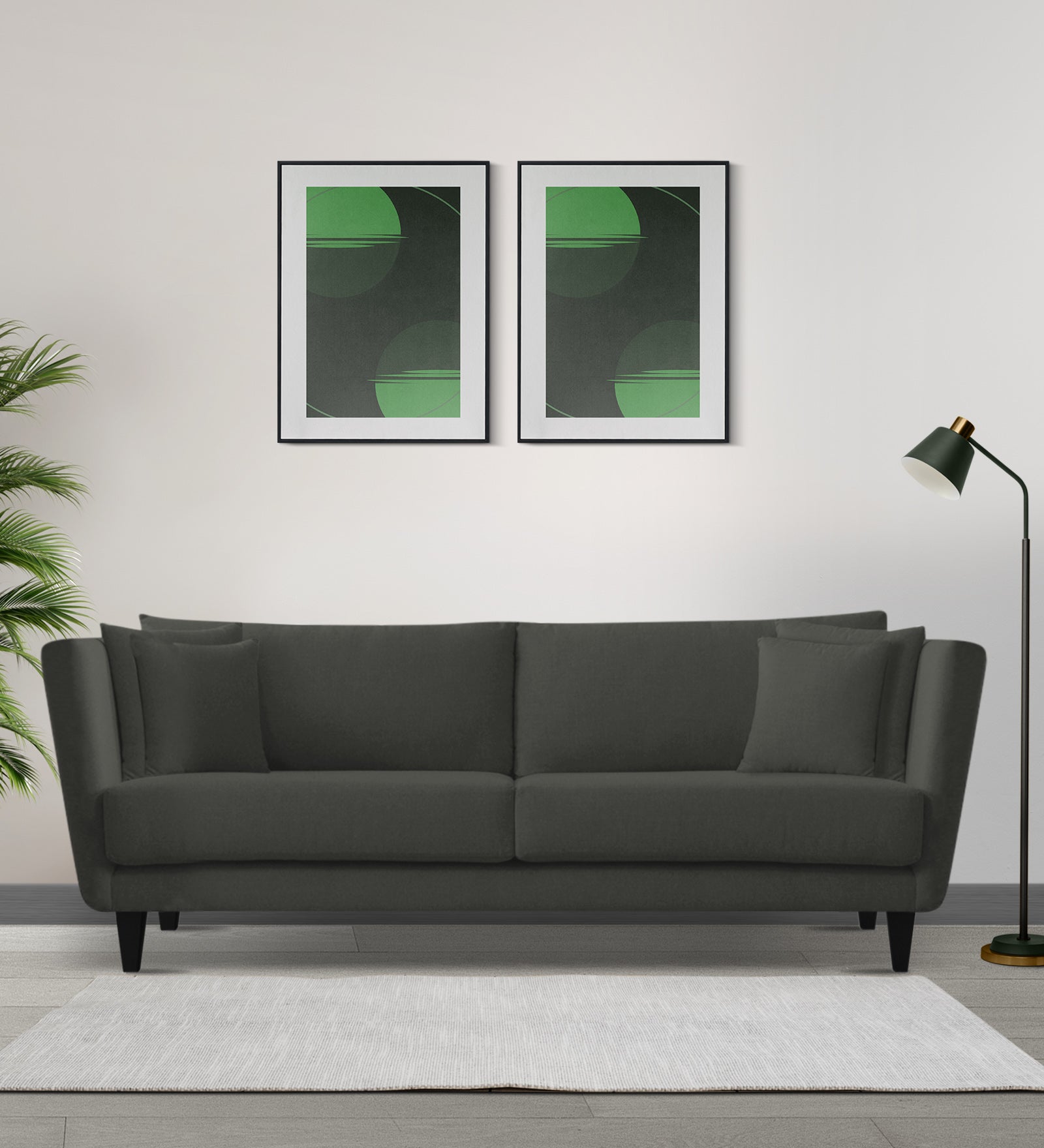 Norway Velvet 3 Seater Sofa In Hory Grey Colour - Febonic Living