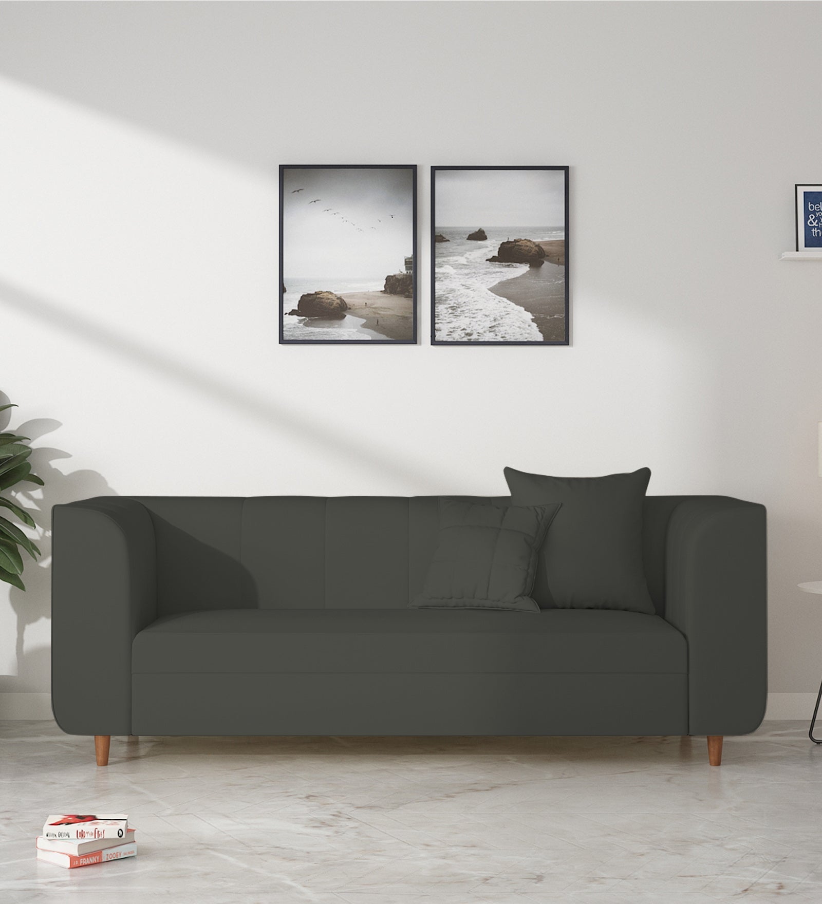 Sumo Velvet 3 Seater Sofa In Hory Grey Colour - Febonic Living