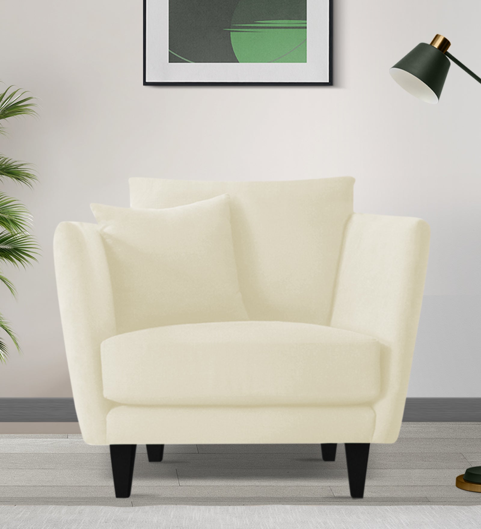 Norway Velvet 1 Seater Sofa In Warm White Colour - Febonic Living