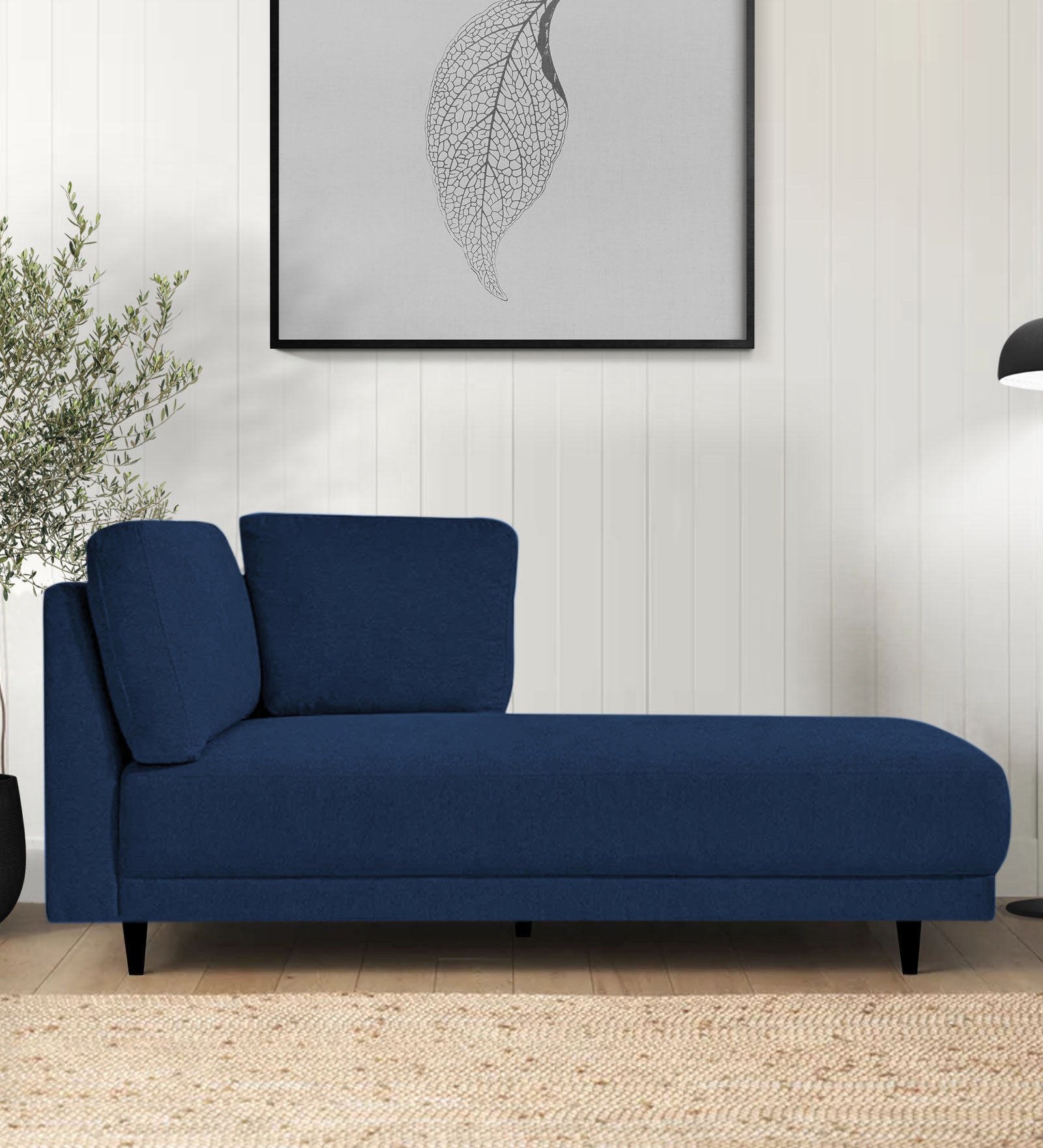 Jonze Velvet RHS Chaise Lounger In Imperial Blue Colour - Febonic Living