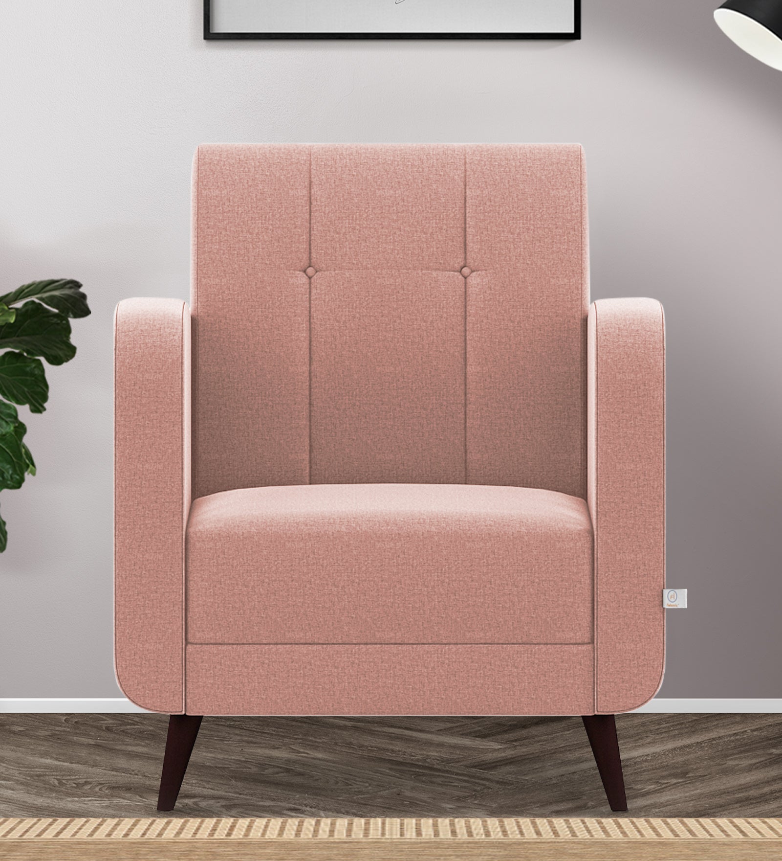 Wiki 1 Seater Velvet Sofa - Blush Pink by Febonic Living