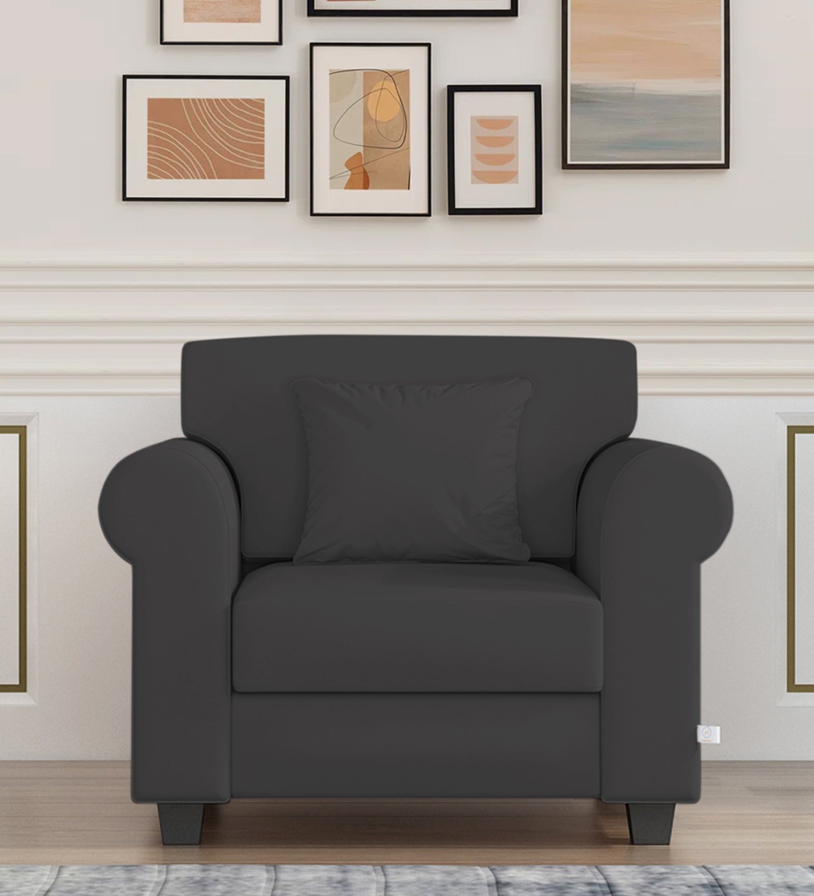 Numonk Velvet 1 Seater Sofa In Davy grey Colour