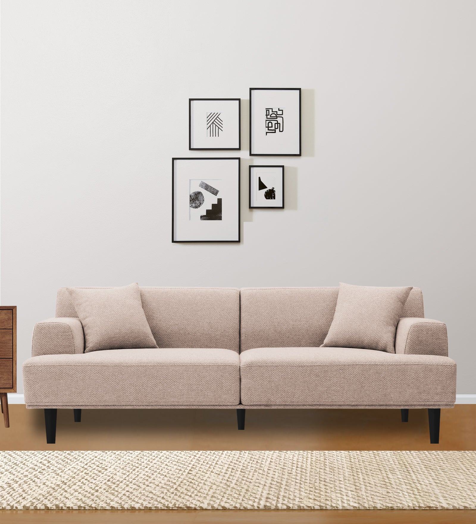 Cobby Fabric 3 Seater Sofa In Mush Beige Colour - Febonic Living